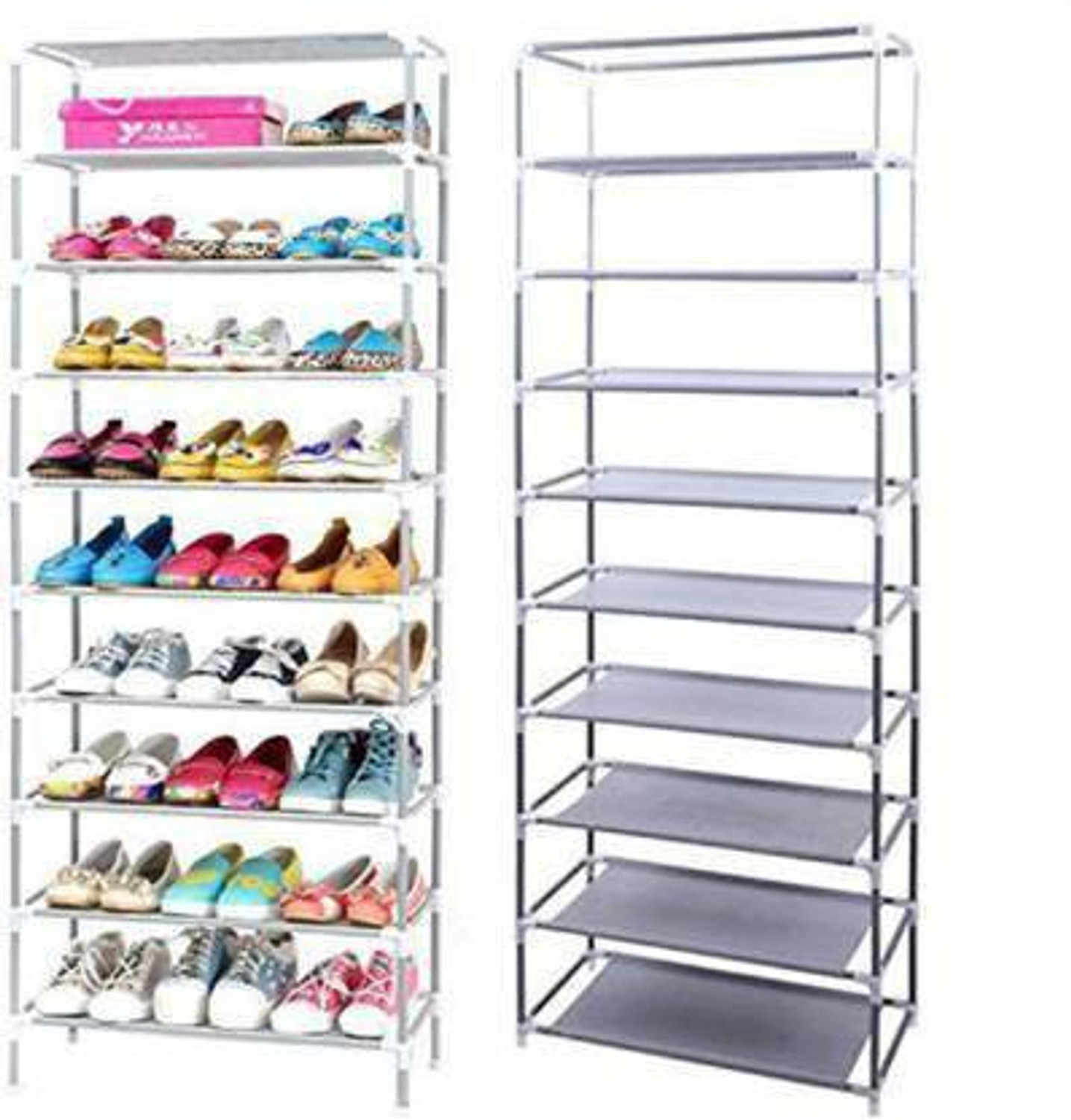 Image of Attache Metal, Plastic Shoe Stand (SKY-BLUE, 9 Shelves, DIY(Do-It-Yourself))