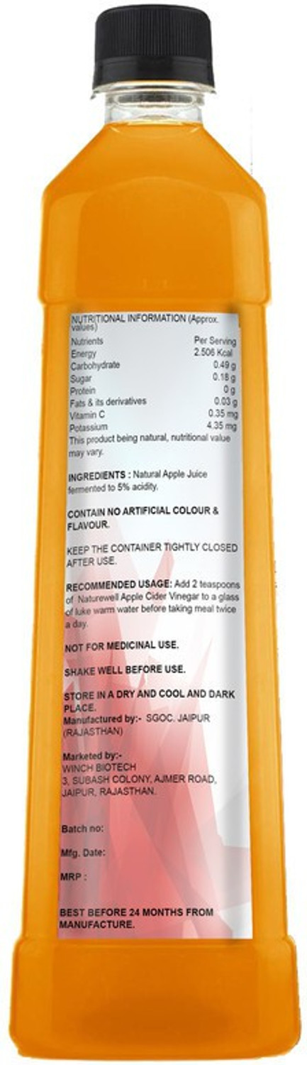 Image of Naturewell Raw Apple Cider Vinegar with Mother for Weight Loss Vinegar Pack Of 2 (REGE) Vinegar