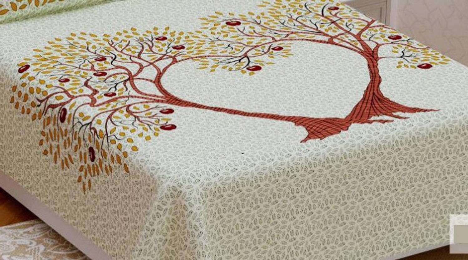 avtar Cotton Queen Flat 165 TC Floral 1 Bedsheet with 2 Pillow Covers