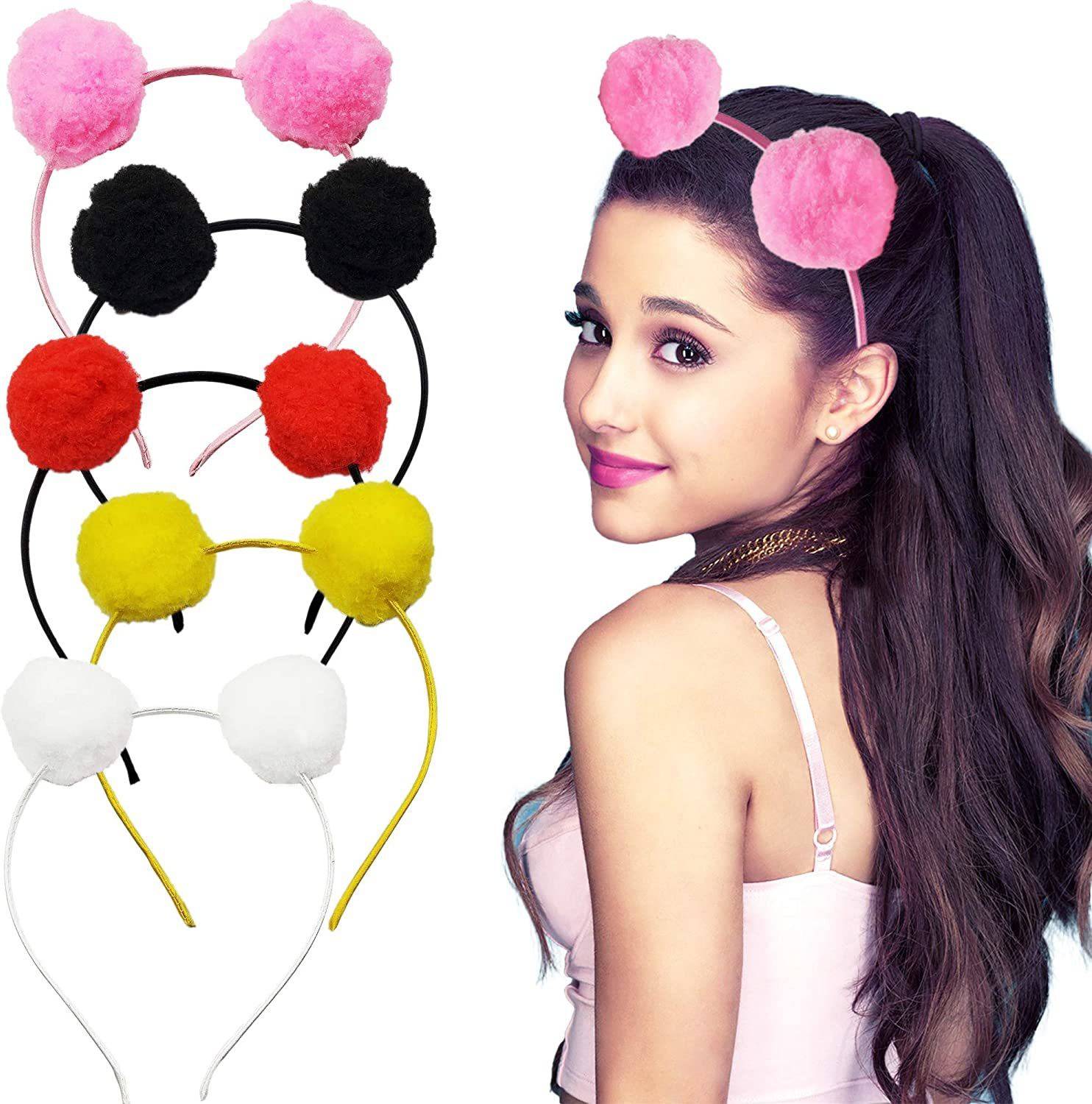 RNV Collection Pompom Hairbands Korean Style Pom Pom Fur Plastic Hairband Fancy Hair Accessories For Girls And Women Pompom Headband Beautiful Headwear In Multicolor Hair Band