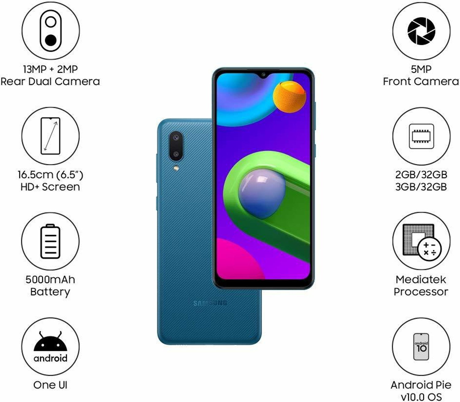 Image of Samsung Galaxy M02 (Blue, 32 GB)