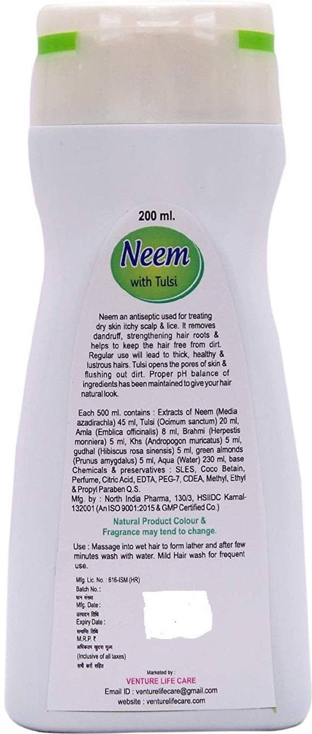 Image of Dr Venture Neem With Tulsi & Amla Shampoo Herbal Hair Wash Shampoo For Hair Loss And Dandruff Smooth & Silky 200 ml Pack of 1