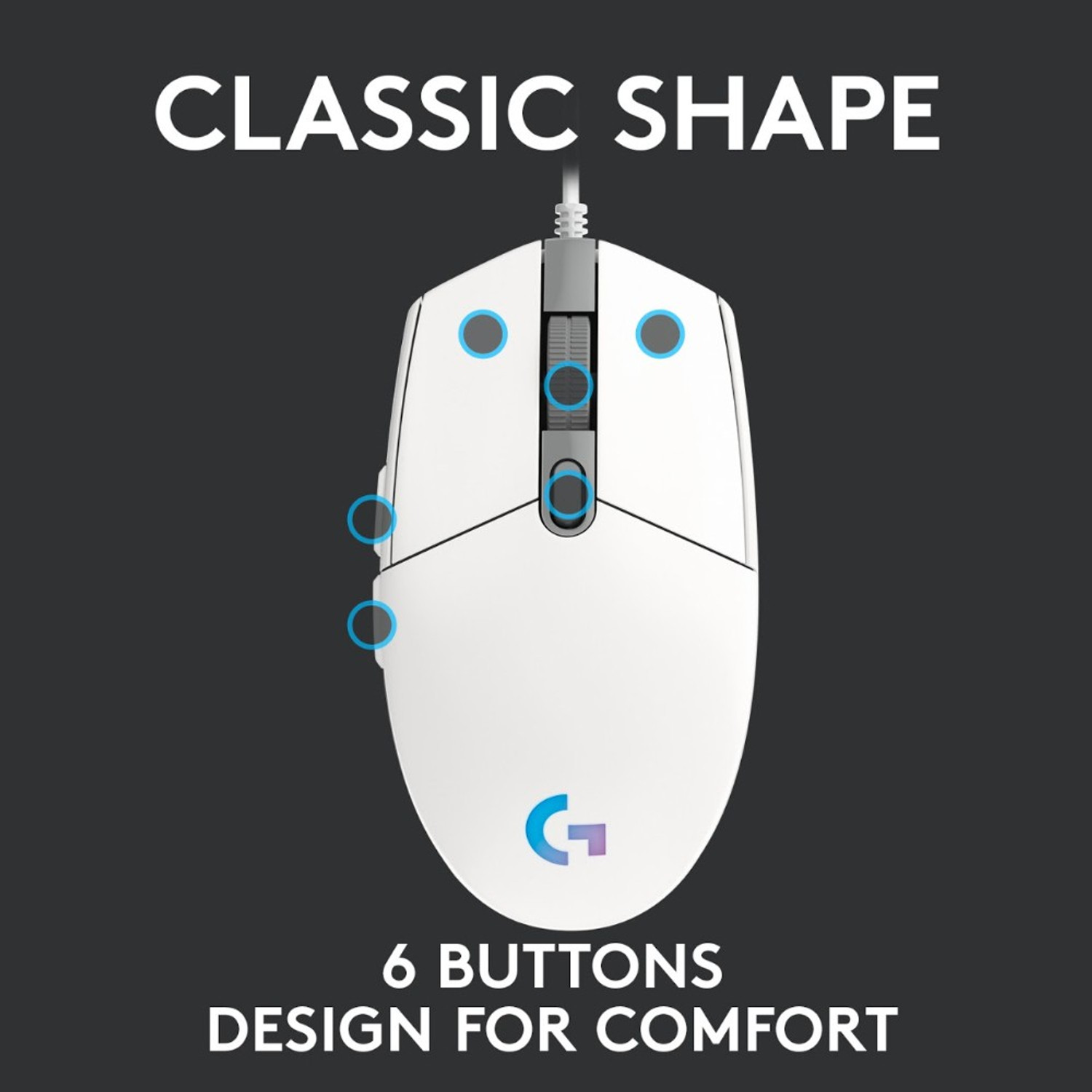 Image of Logitech G102 Light Sync / Adj DPI Upto 8000, 6 Programmable Buttons, RGB Wired Ambidextrous Optical Gaming Mouse