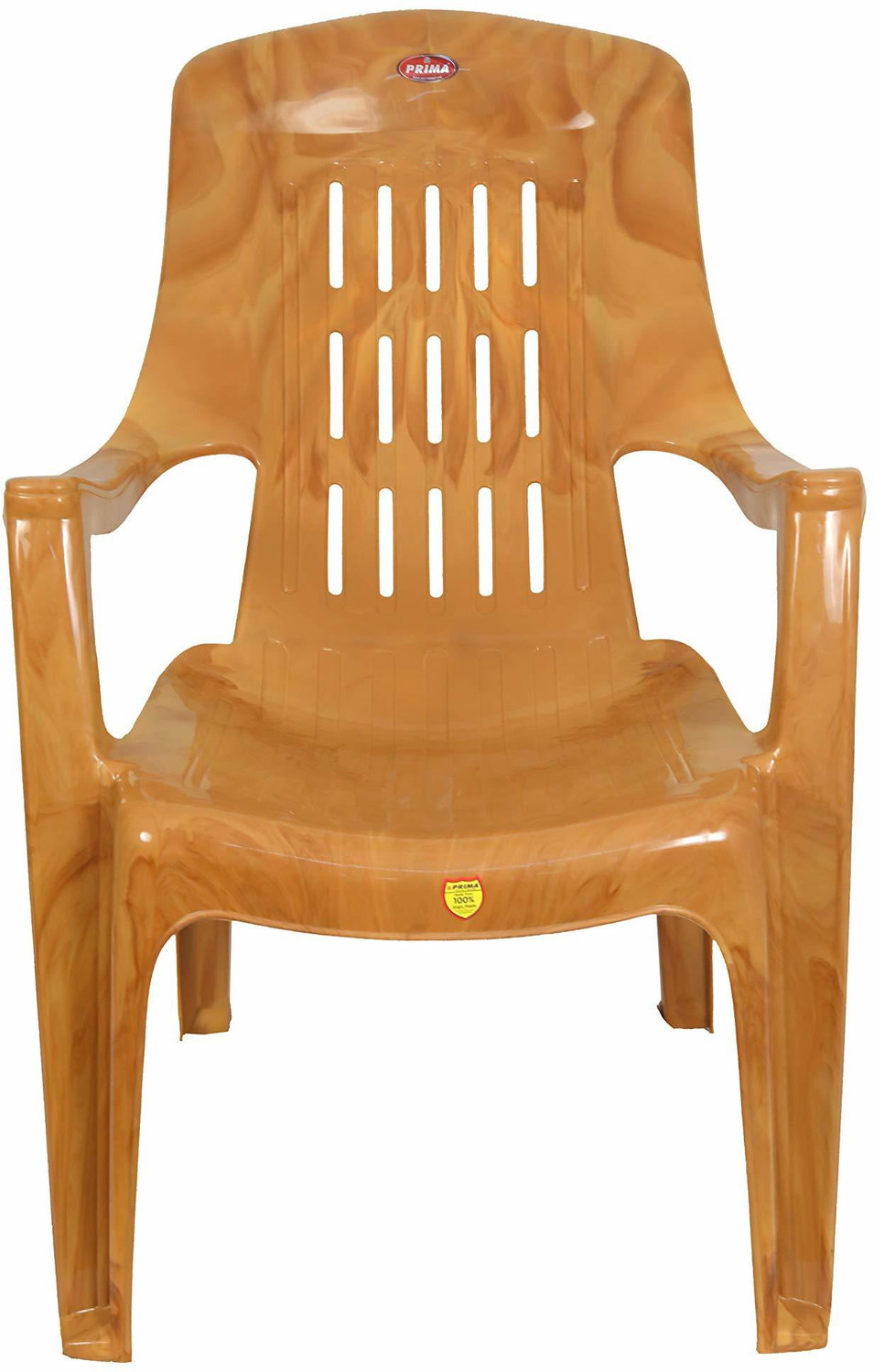 Image of PRIMA Easy 2 Relaxing Chairs | Indoor Outdoor Arm Chair | Patio Chair | 100% Virgin Plastic Stackable Chairs for Home | Living Room | Balcony | Office Work and Shop | Set of 2, Sandalwood Color Plastic Outdoor Chair