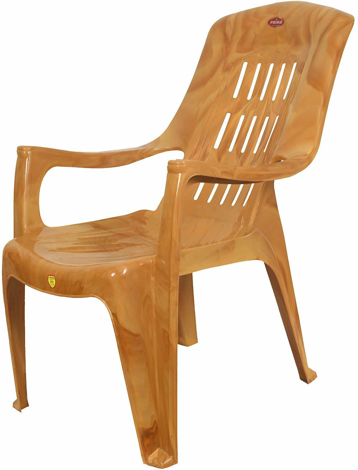 Image of PRIMA Easy 2 Relaxing Chairs | Indoor Outdoor Arm Chair | Patio Chair | 100% Virgin Plastic Stackable Chairs for Home | Living Room | Balcony | Office Work and Shop | Set of 2, Sandalwood Color Plastic Outdoor Chair