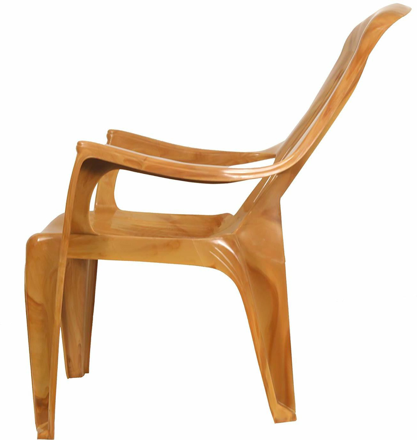 Image of PRIMA Easy 2 Relaxing Chairs | Indoor Outdoor Arm Chair | Patio Chair | 100% Virgin Plastic Stackable Chairs for Home | Living Room | Balcony | Office Work and Shop | Set of 2, Sandalwood Color Plastic Outdoor Chair