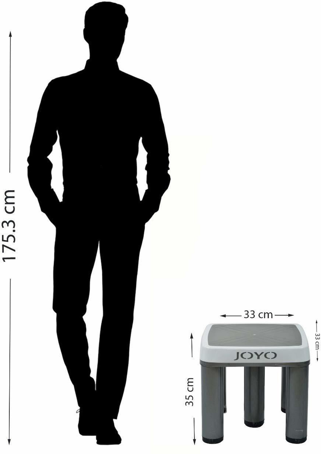 Image of Tedemel Joyo Plastic Multipurpose Strong 5 Legs Tuff Square Stool (Big) - Grey Bathroom Stool (Grey, Pre-assembled)