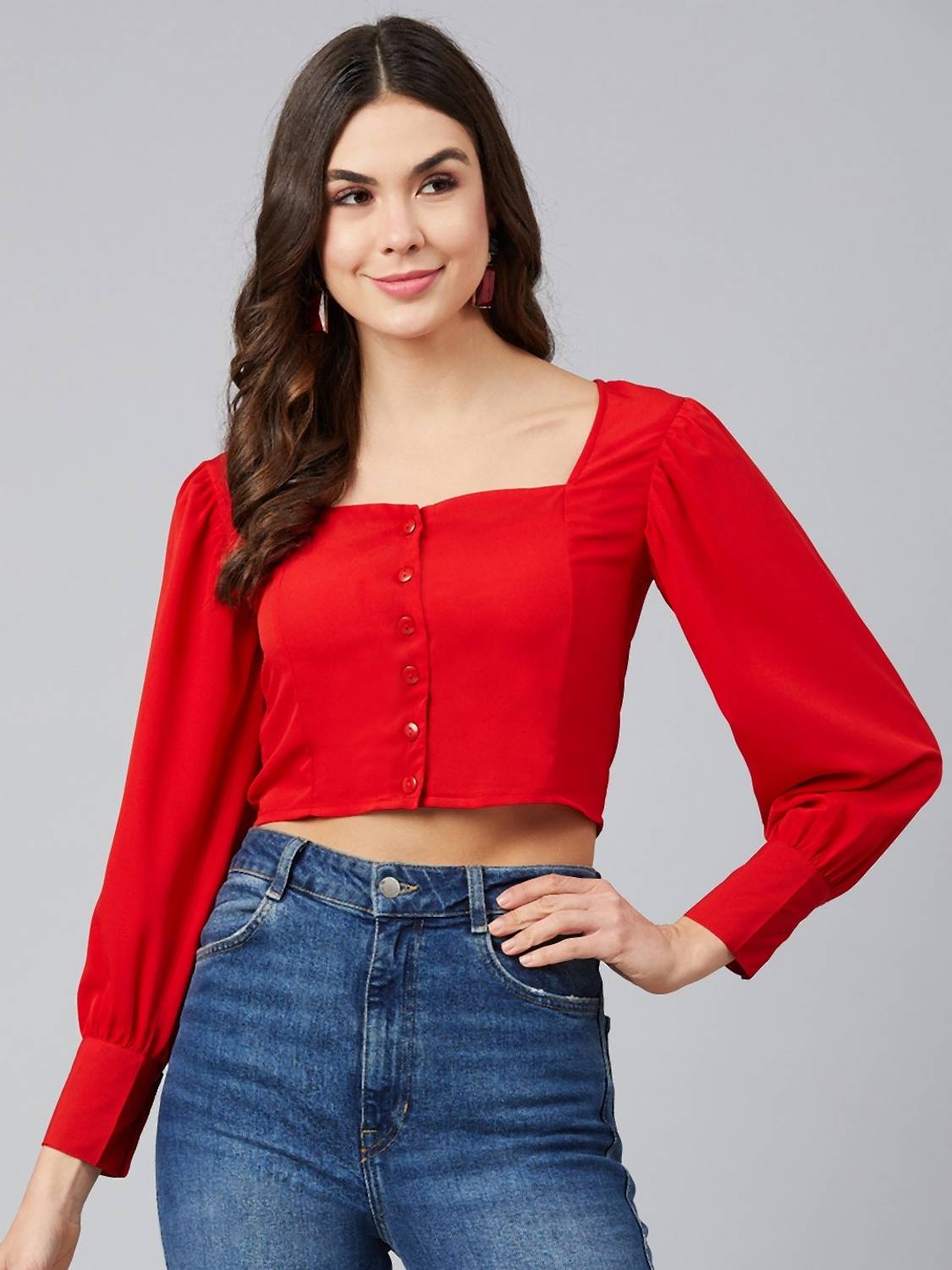 CARLTON LONDON Casual 3/4 Sleeve Printed Women Red Top