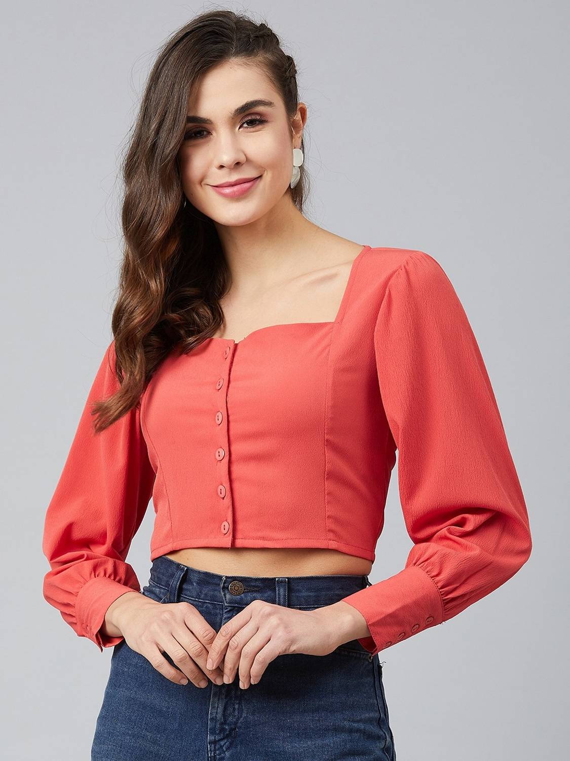 CARLTON LONDON Casual 3/4 Sleeve Printed Women Red Top