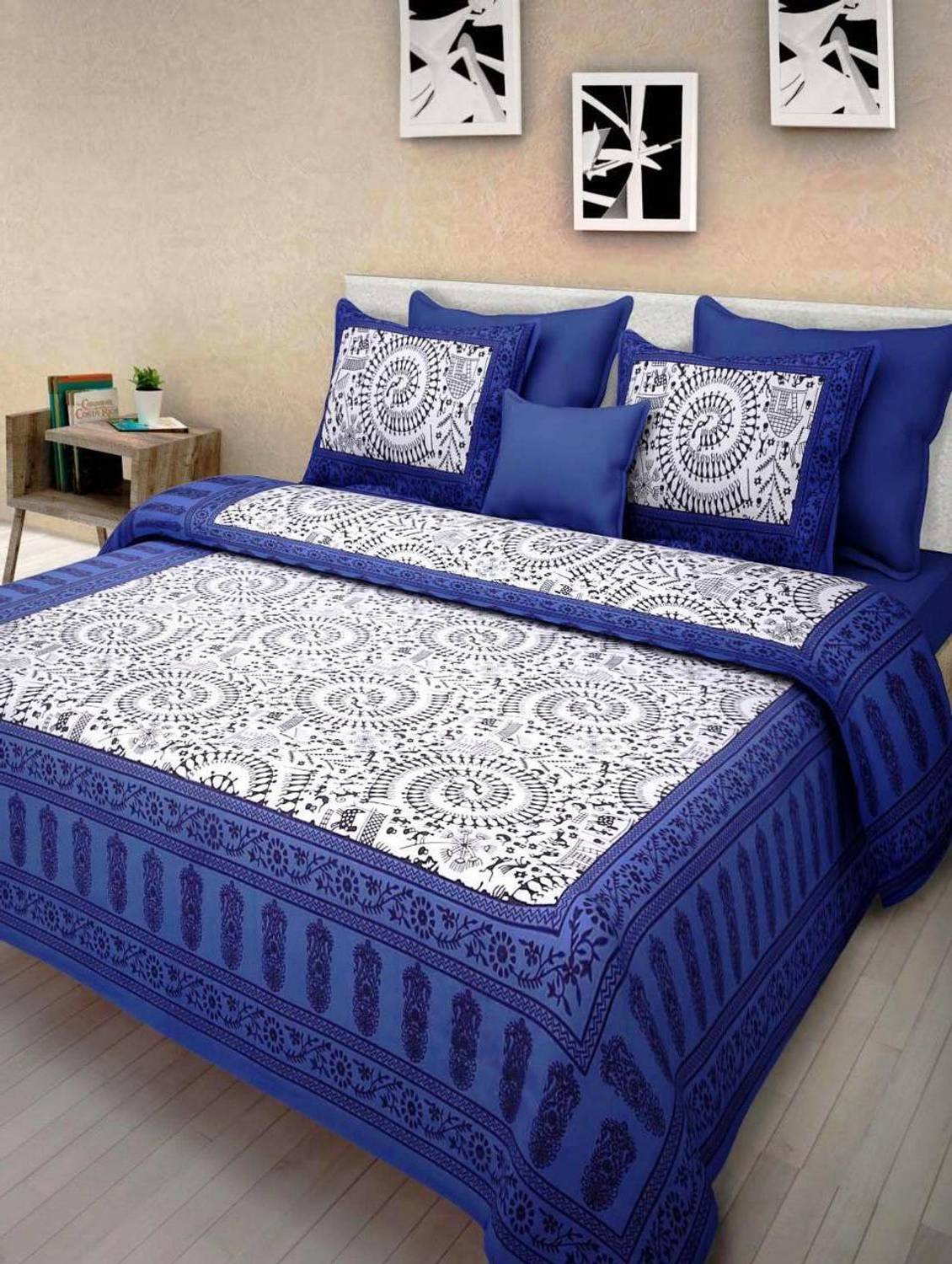 avtar Cotton Queen Flat 165 TC Floral 3 Bedsheets with 6 Pillow Covers