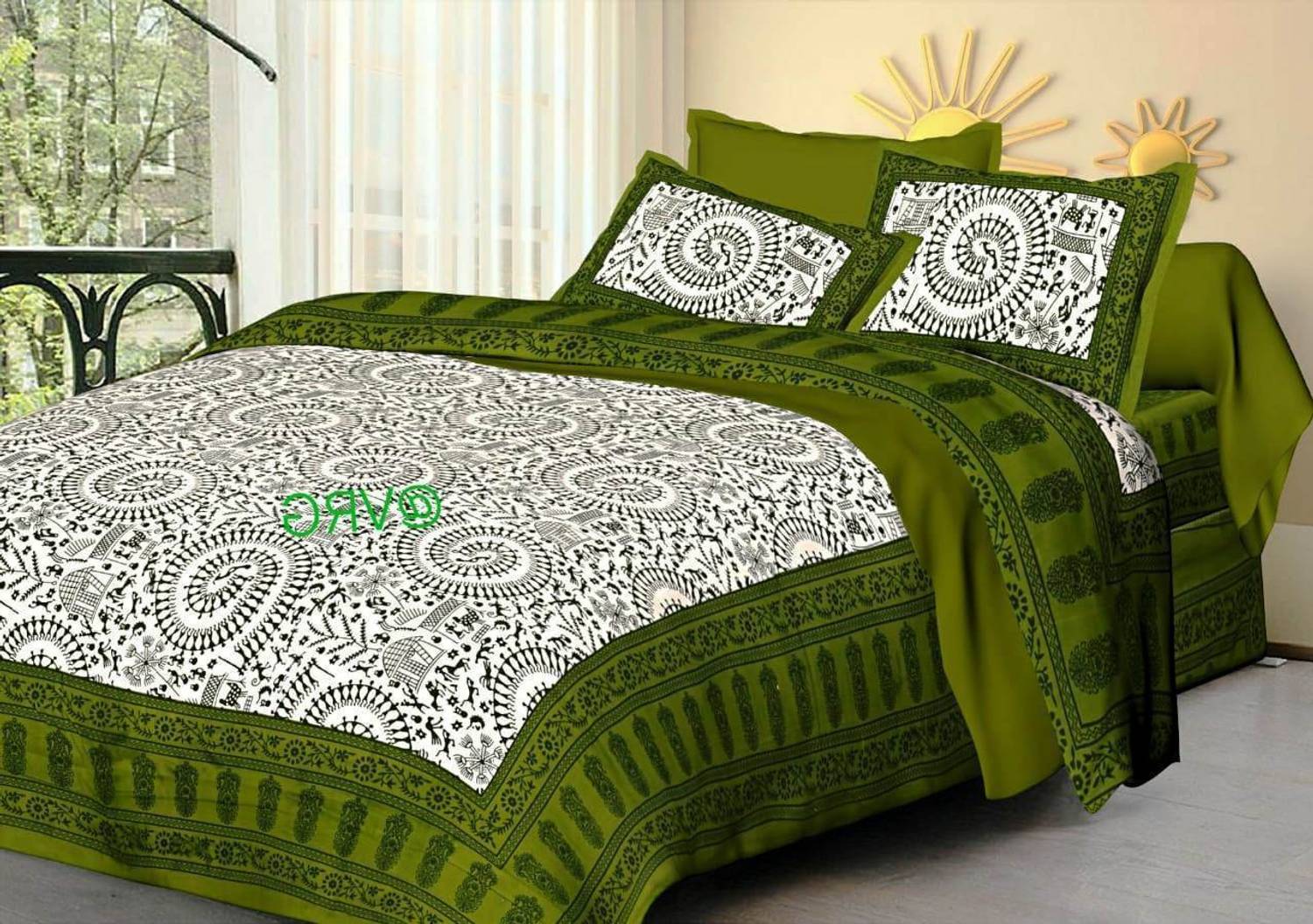 avtar Cotton Queen Flat 165 TC Floral 3 Bedsheets with 6 Pillow Covers