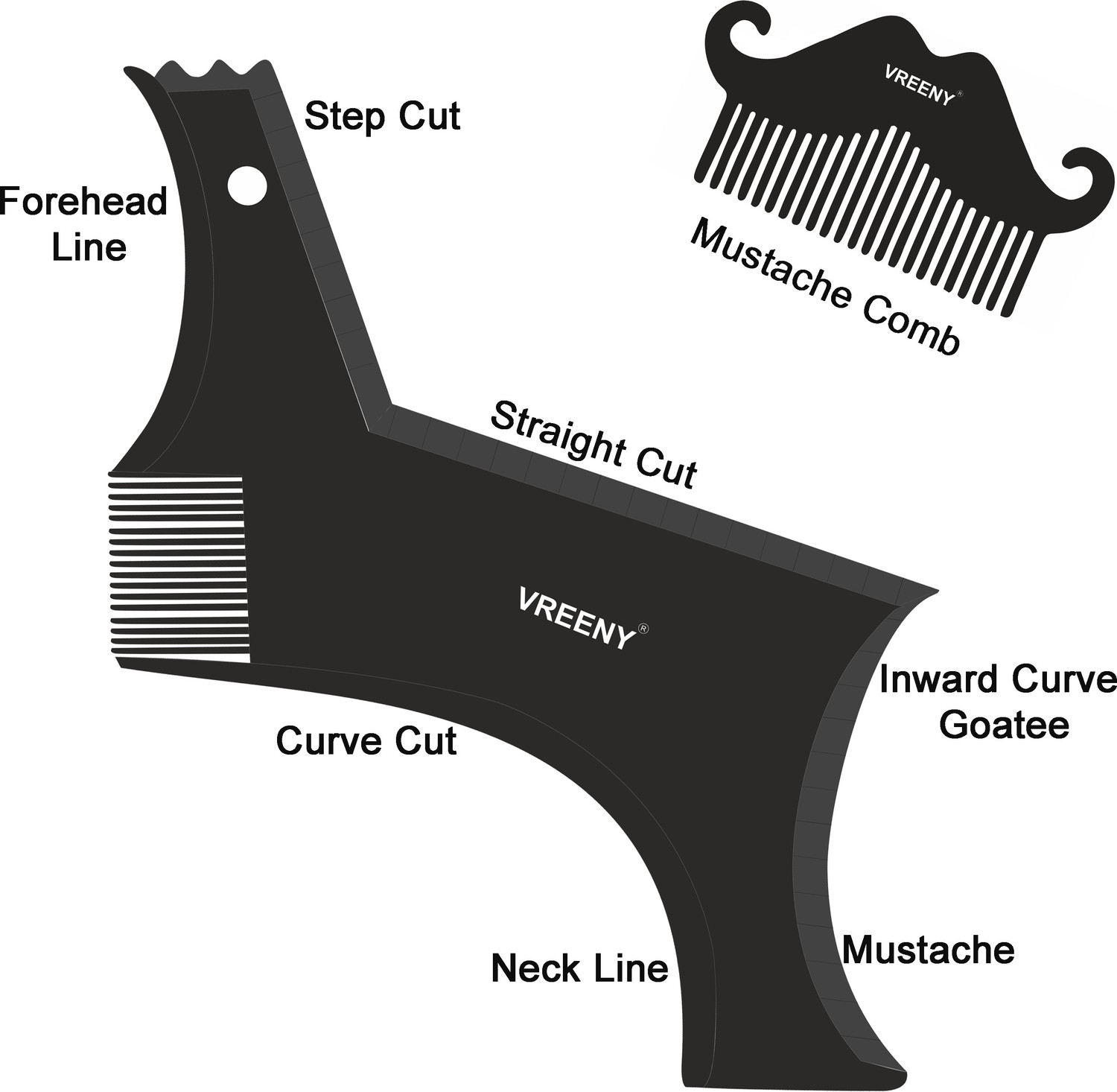 Image of Vreeny Beard Shaper Tool Comb Beard Shaping tool Beard Comb for Men Home and Salon Use Men Beard Accessories