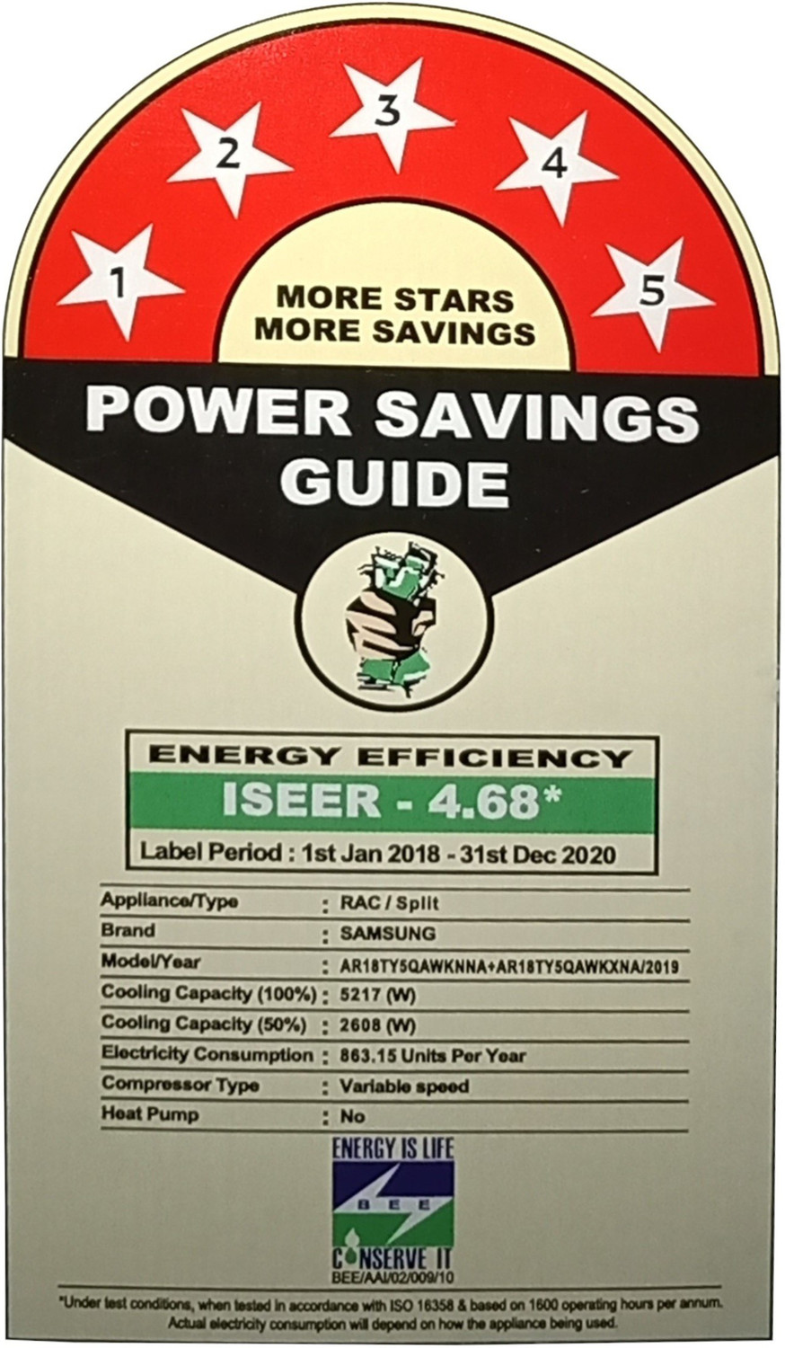 Image of Samsung 2020 Model 1.5 Ton 5 Star Split Inverter AC