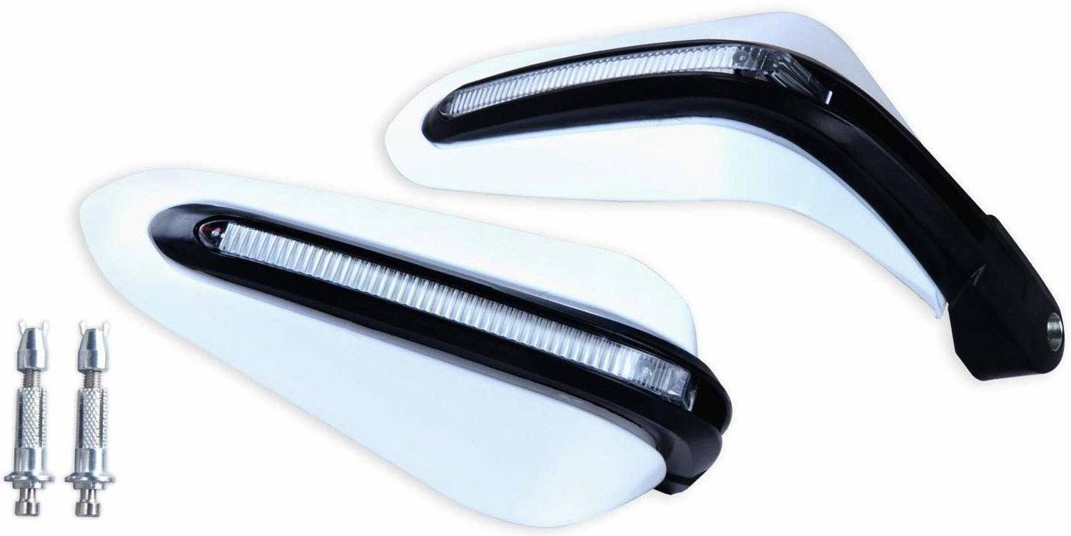 acube mart 7/8" 22mm Motorcycle Hand Guard with LED Light Universal Bike Handle (white) Bike Crash Guard