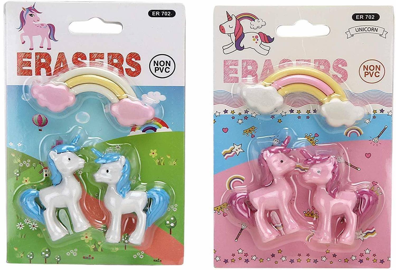 Absolute Evolution A set of Cute Colourful Magical Unicorn Eraser Pack - Set of 2 (A total of Six Erasers) an excellent Stationery gift Non-Toxic Eraser