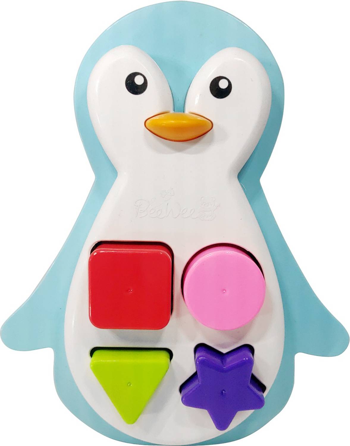 BeeWee - Penguin Shape Sorter Toy for Toddlers Baby Boy Girl Infants 6 Months+ 6 Colourful Blocks Puzzle