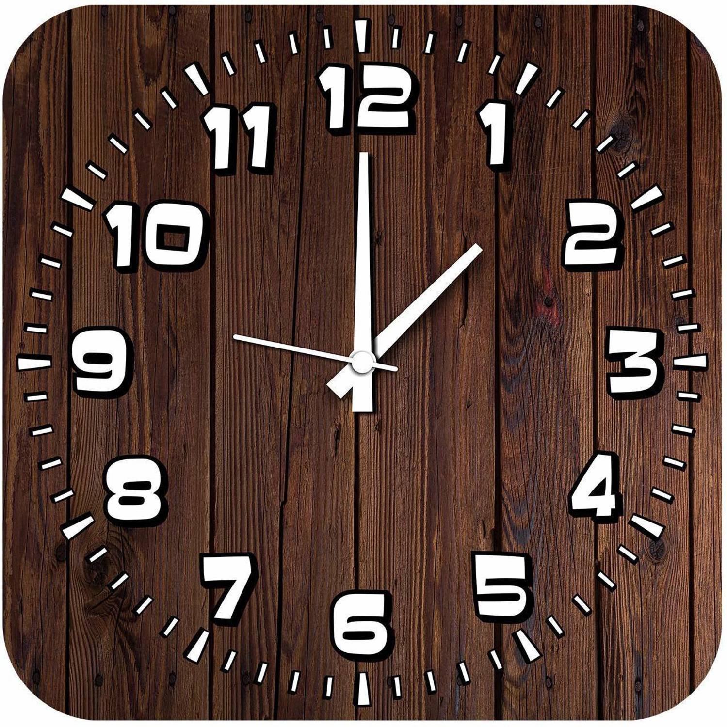 Escudo Analog 28 cm X 28 cm Wall Clock (Brown, Without Glass, Sta