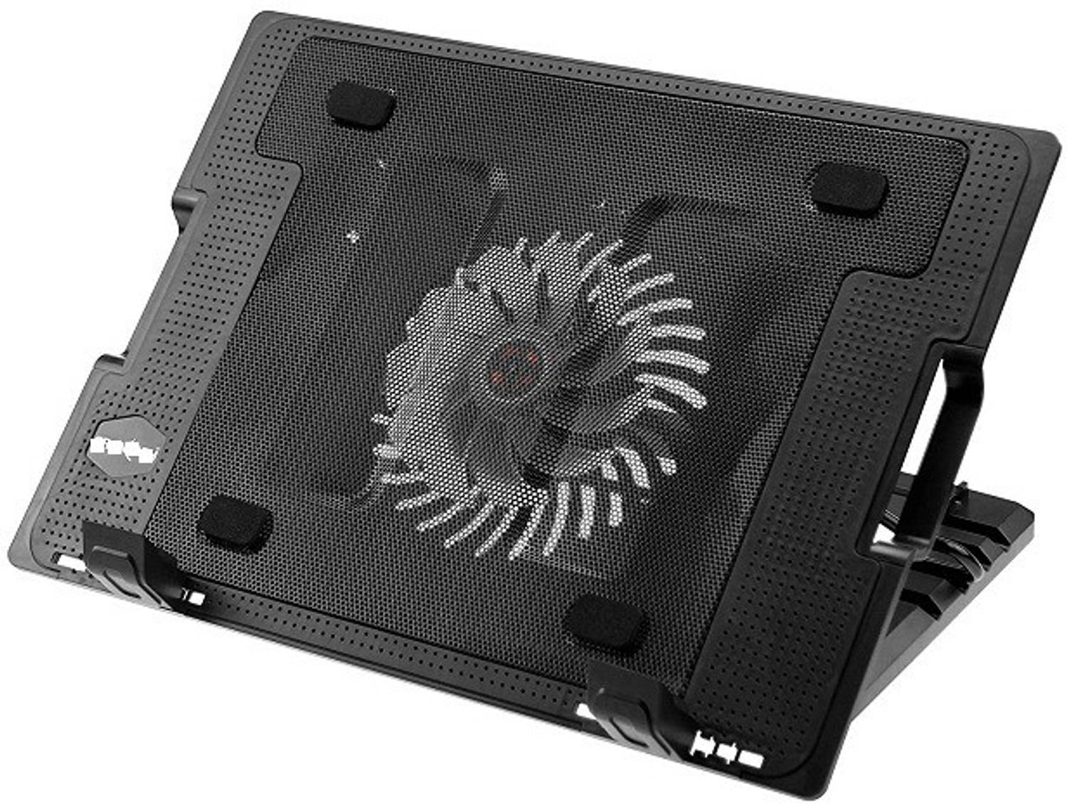 TECHON Ergo Laptop Stand with 14cm Fan with USB HUB 1 Fan Cooling Pad (Black) 1 Fan Ergonomic Cooling Pad with Adjustable Height