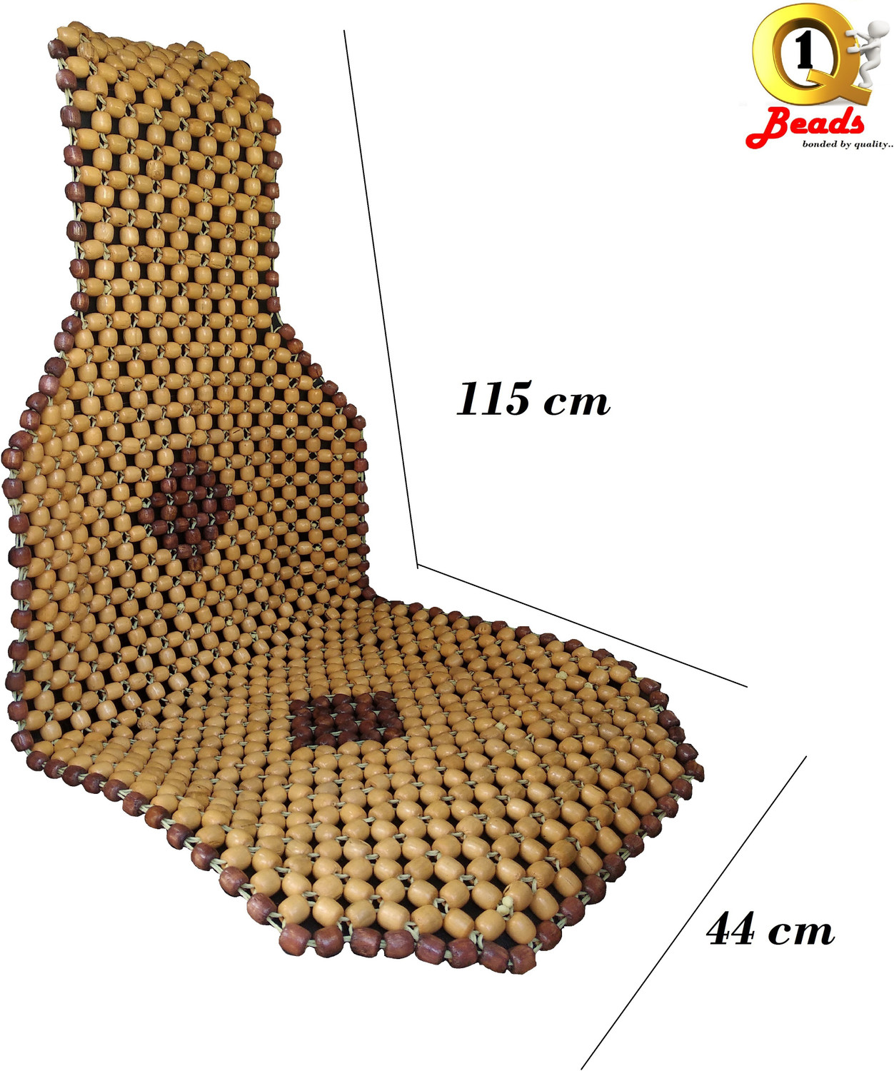Image of Q1 Beads Wooden Bead Seating Pad For Volkswagen, Mahindra, Hyundai, Maruti Suzuki, Toyota, Ford, Tata, Honda, Jeep Thar, WagonR, Swift Dzire, Corolla Altis, Kwid, KUV100, Fiesta, Baleno, Alto, TUV-300, i10 Active, Figo, Universal For Car