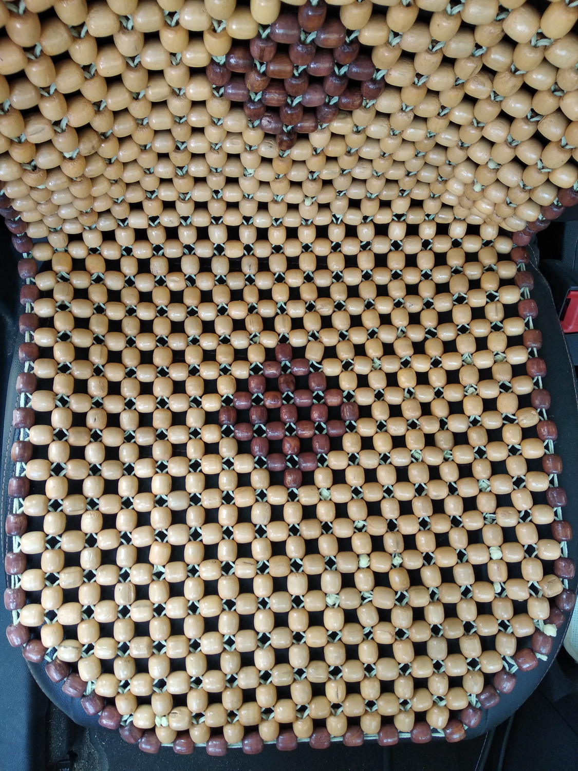 Image of Q1 Beads Wooden Bead Seating Pad For Volkswagen, Mahindra, Hyundai, Maruti Suzuki, Toyota, Ford, Tata, Honda, Jeep Thar, WagonR, Swift Dzire, Corolla Altis, Kwid, KUV100, Fiesta, Baleno, Alto, TUV-300, i10 Active, Figo, Universal For Car
