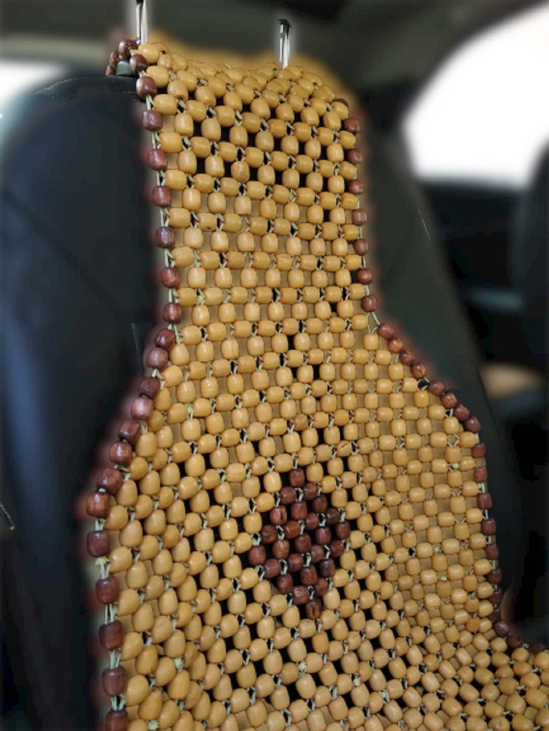 Image of Q1 Beads Wooden Bead Seating Pad For Volkswagen, Mahindra, Hyundai, Maruti Suzuki, Toyota, Ford, Tata, Honda, Jeep Thar, WagonR, Swift Dzire, Corolla Altis, Kwid, KUV100, Fiesta, Baleno, Alto, TUV-300, i10 Active, Figo, Universal For Car