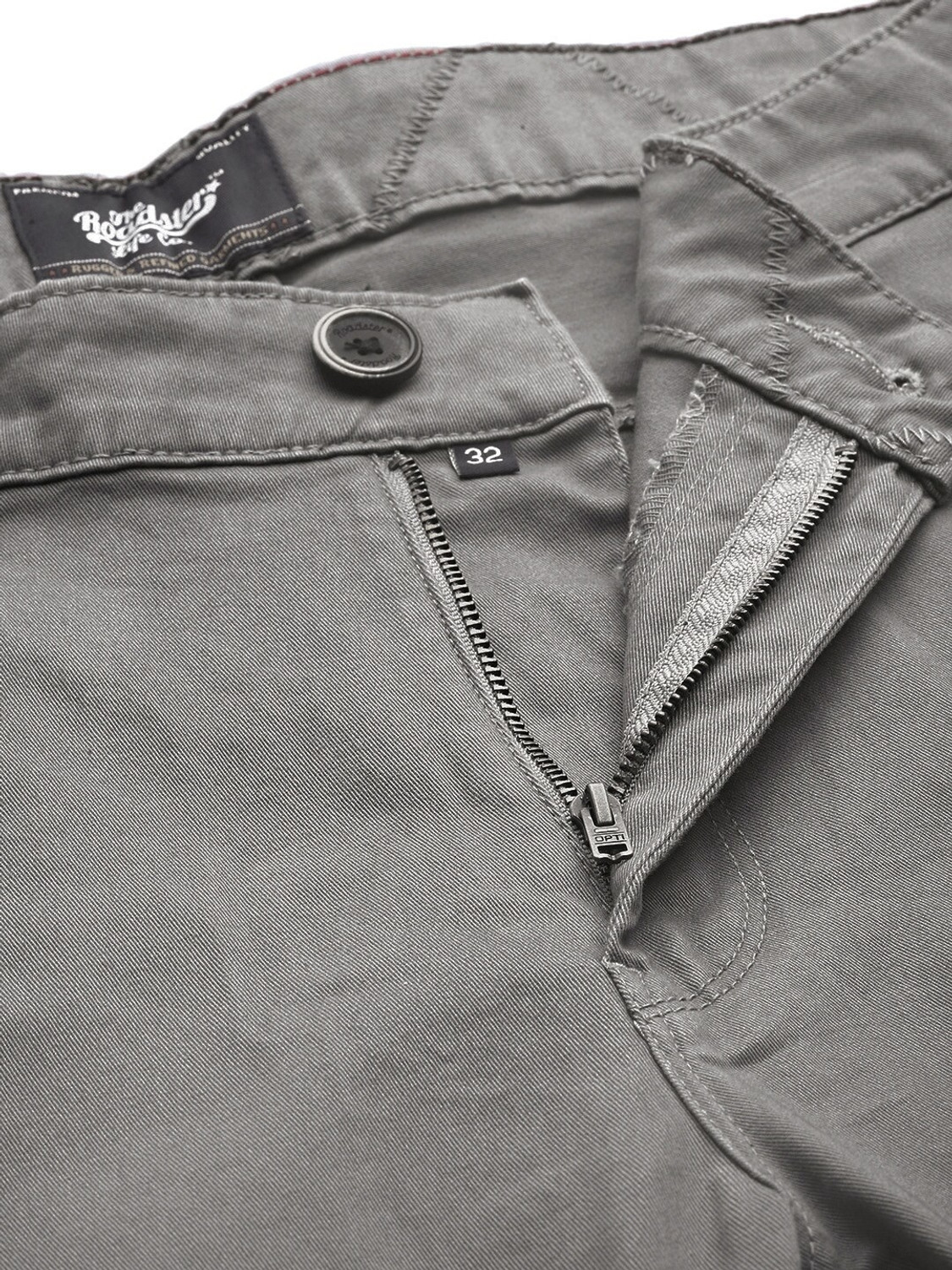 Image of Roadster Slim Fit Men Grey Trousers