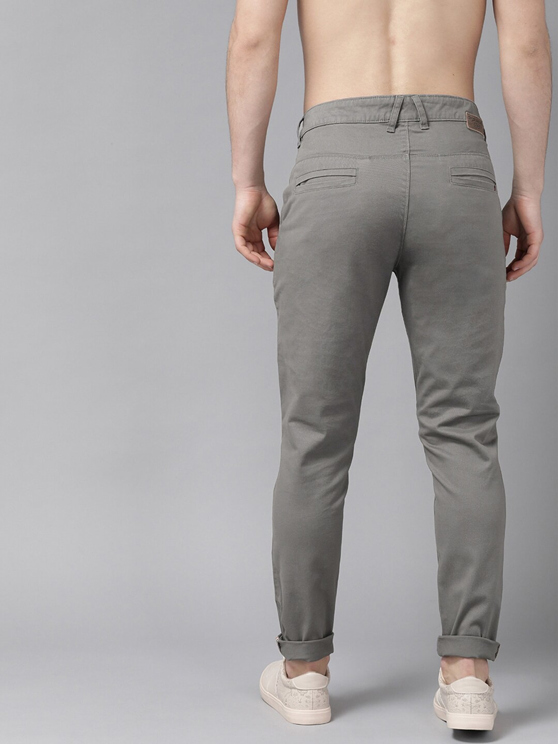 Image of Roadster Slim Fit Men Grey Trousers