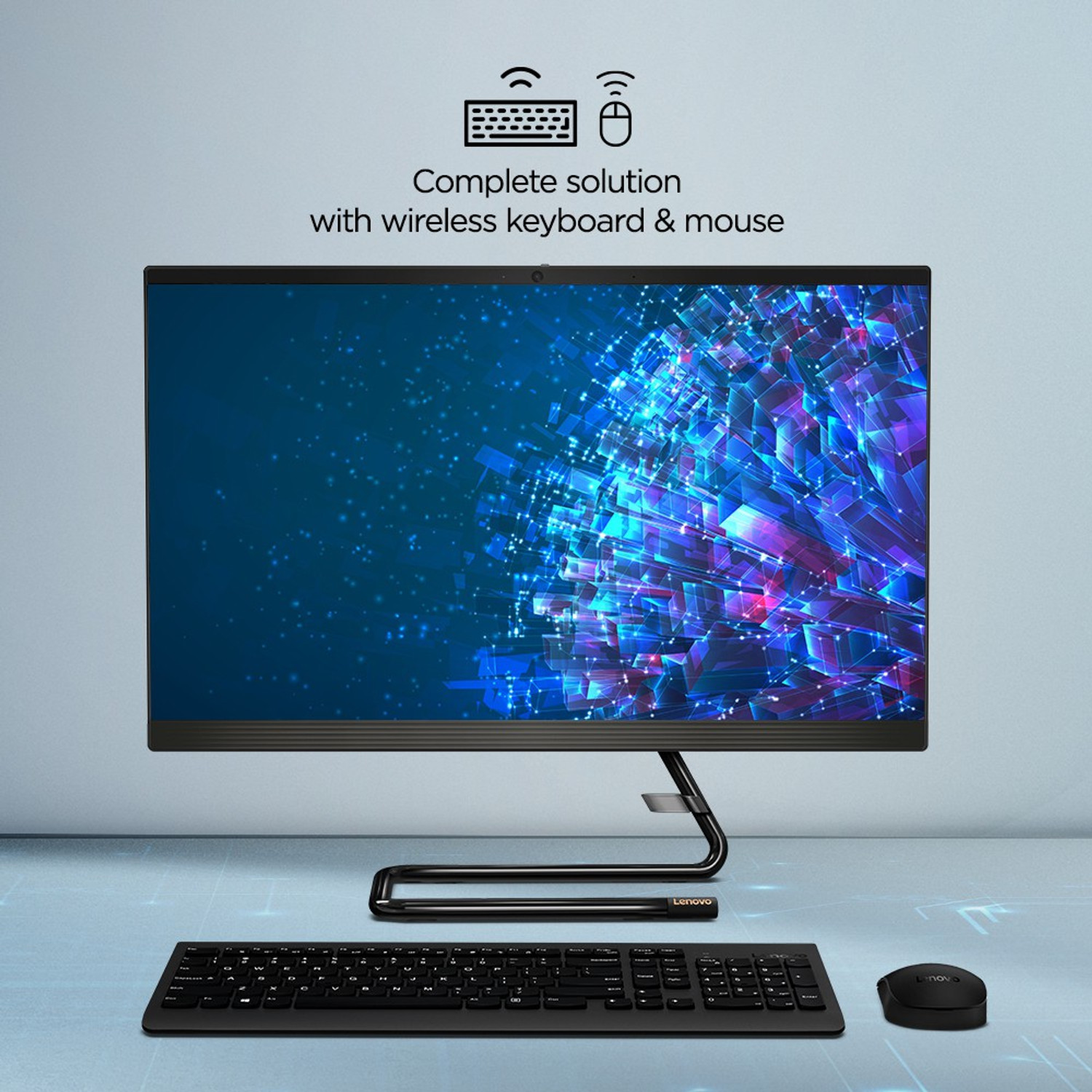 Image of Lenovo ideacentre A340 Core i3 (8 GB DDR4 /512 GB SSD /Windows 11 Home /23.8 Inch Screen /A340-24IWL) with MS Office