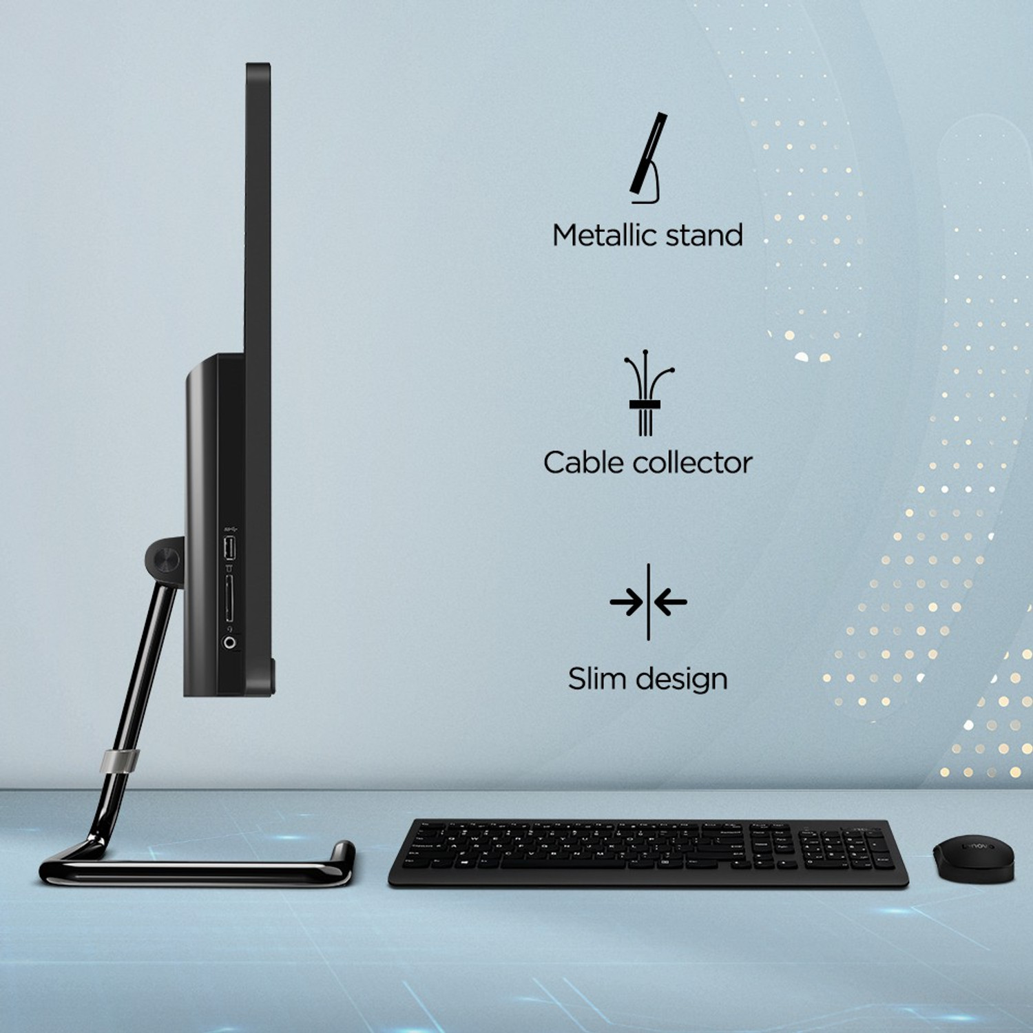 Image of Lenovo ideacentre A340 Core i3 (8 GB DDR4 /512 GB SSD /Windows 11 Home /23.8 Inch Screen /A340-24IWL) with MS Office