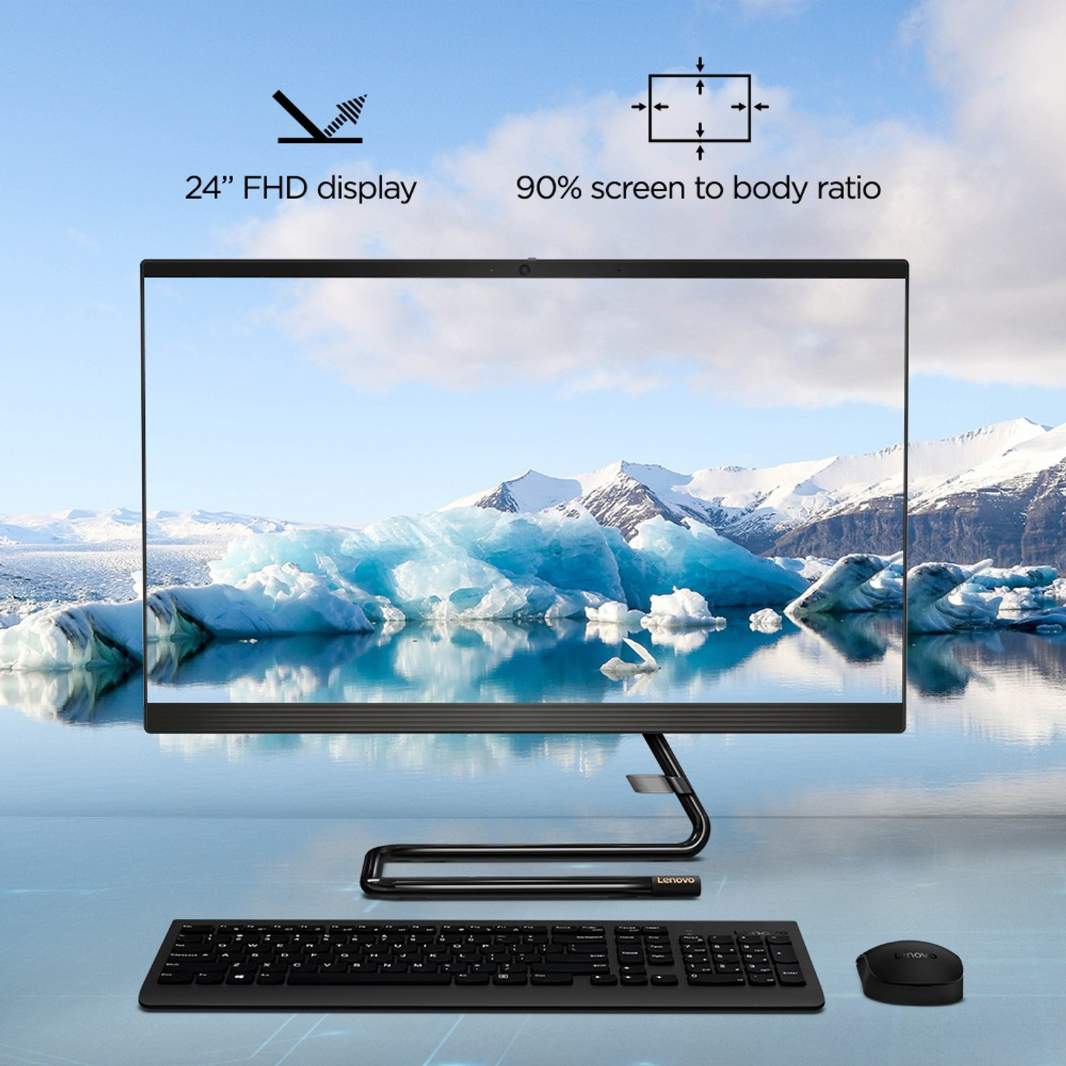 Image of Lenovo ideacentre A340 Core i3 (8 GB DDR4 /512 GB SSD /Windows 11 Home /23.8 Inch Screen /A340-24IWL) with MS Office