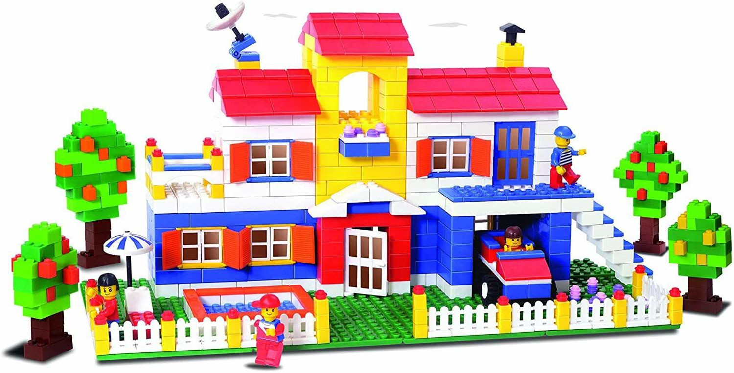 Image of Sanchi Creation Multi Coloured 900+Pcs Mega Jumbo Architect Building Blocks with Attractive Blocks and Smooth Rounded Edges - Building Blocks for Kids as Well as Adults (900+ Blocks) - Blocks Game