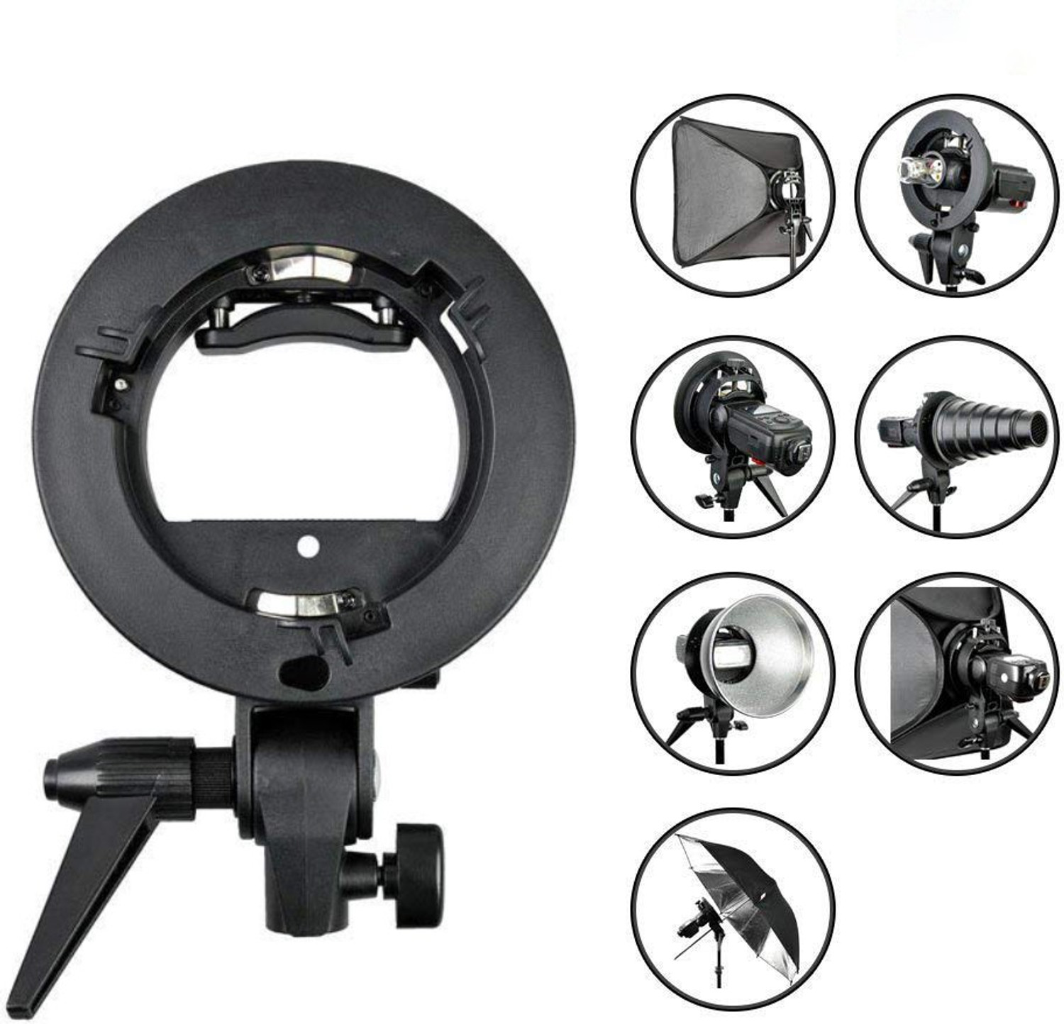 Image of GiftMax S-Type Bracket Elinchrom S Mount Holder for Speedlite Flash Snoot Softbox Camera Flash Holder Flash Holder Mount Flash Shoe Adapter S-Type Bracket Elinchrom S Custom Flash Bracket