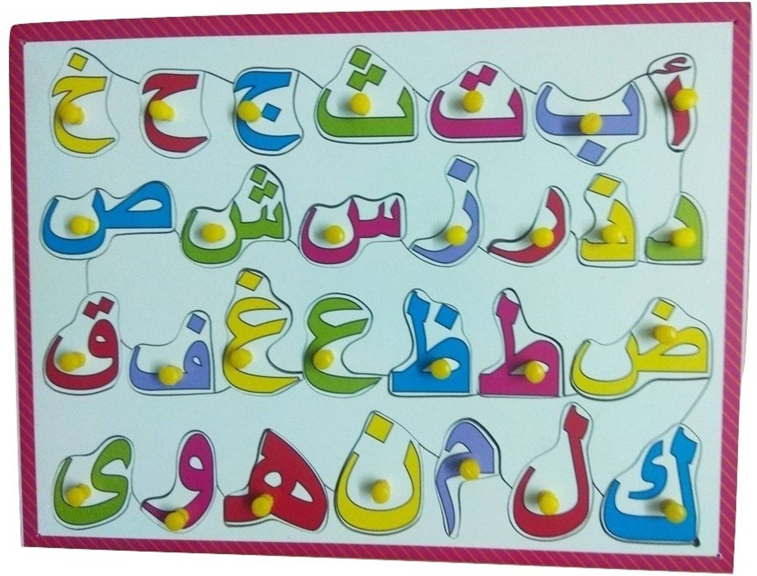 Ashmi Wooden Pinewood Arabic Alphabets Tray with knobs | Urdu Alphabets Puzzle Board for Kids / Educational Toys/ Learning Games for Kids