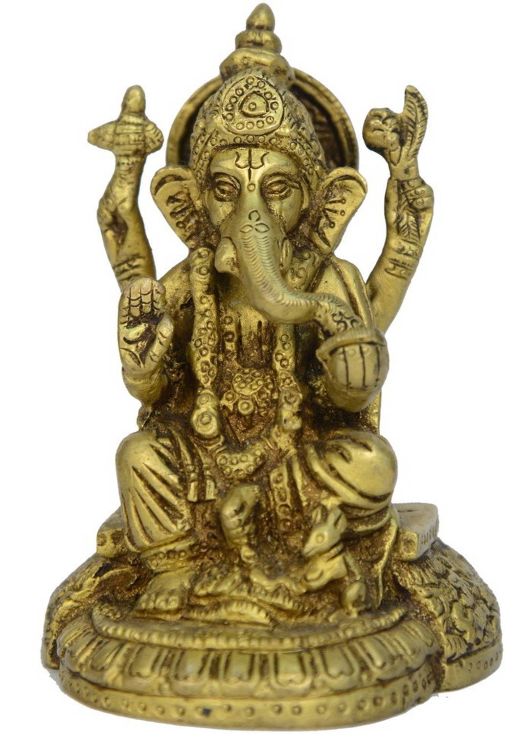 B H A R A T H A A T Ganesha God Brass Collectible Handicraft Art by Bharat Haat™BH00756 Decorative Showpiece - 10.16 cm