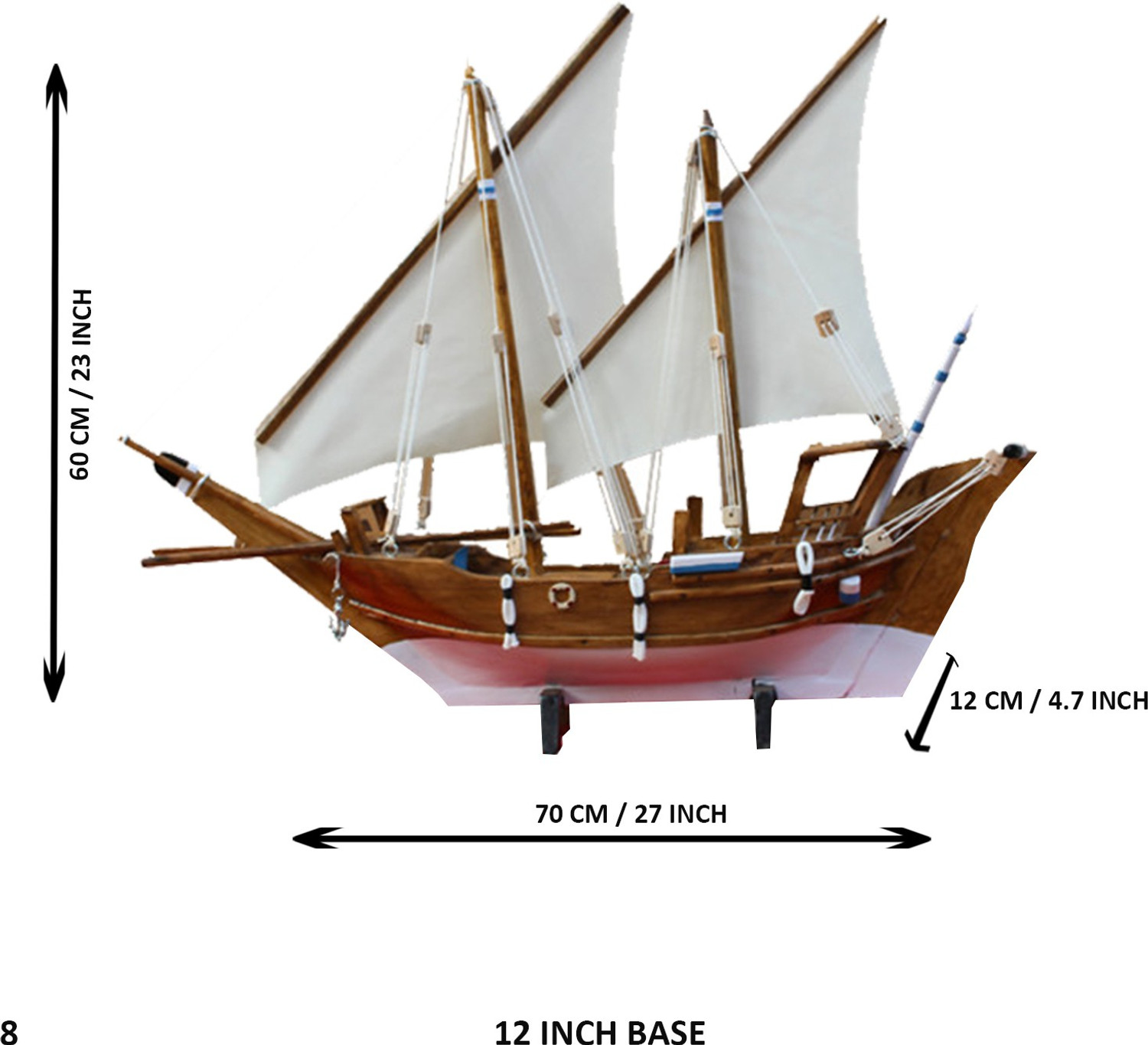 Image of Nimton Kerala Uru, Wooden shipwith Dimension (L : 73 | H : 73 | W : 10 CM) Decorative Showpiece - 49 cm