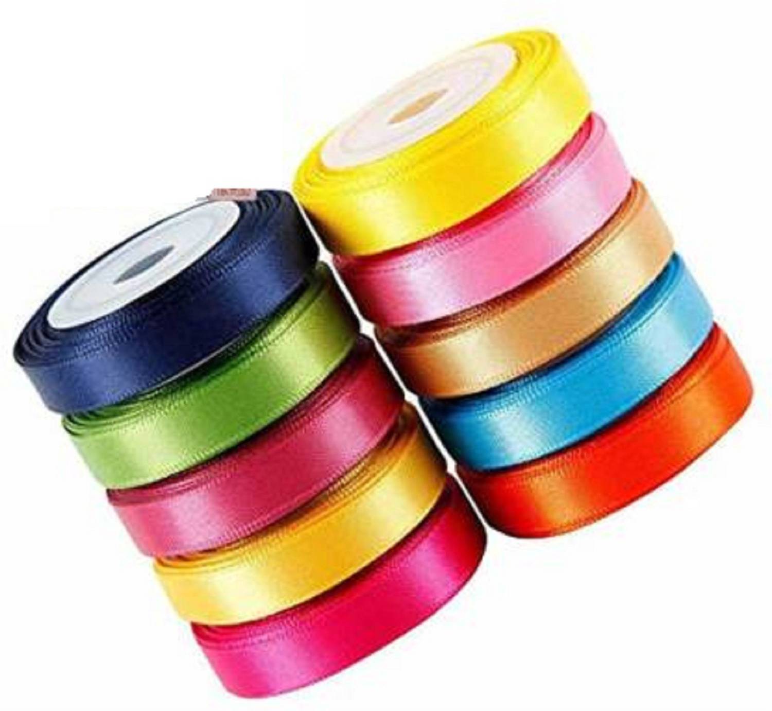 Aagaj Ribbon for Decoration, Gift Wrapping, and Other Multi-Purpose Use Multicolor Nylon Ribbon (Pack of 10) Multicolor Nylon Ribbon