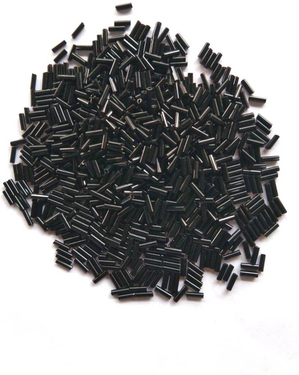 Atifa embroidery material black pipe cut glass beads for Craft, embroidery and jewellery work(100 gm)