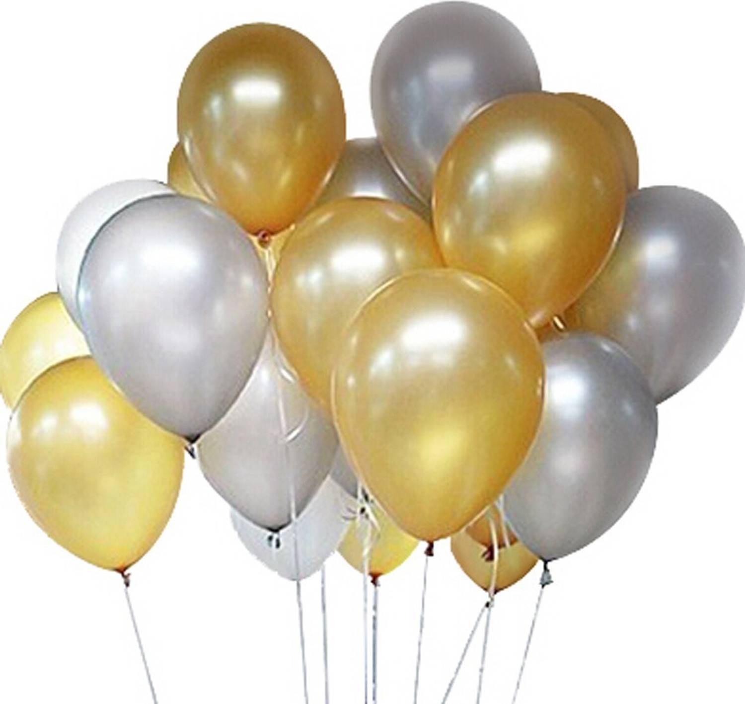 Aone Solid Golden Silver Metallic Birthday/Christmas/New Year/Wedding celebration Balloons 50Pcs Balloon