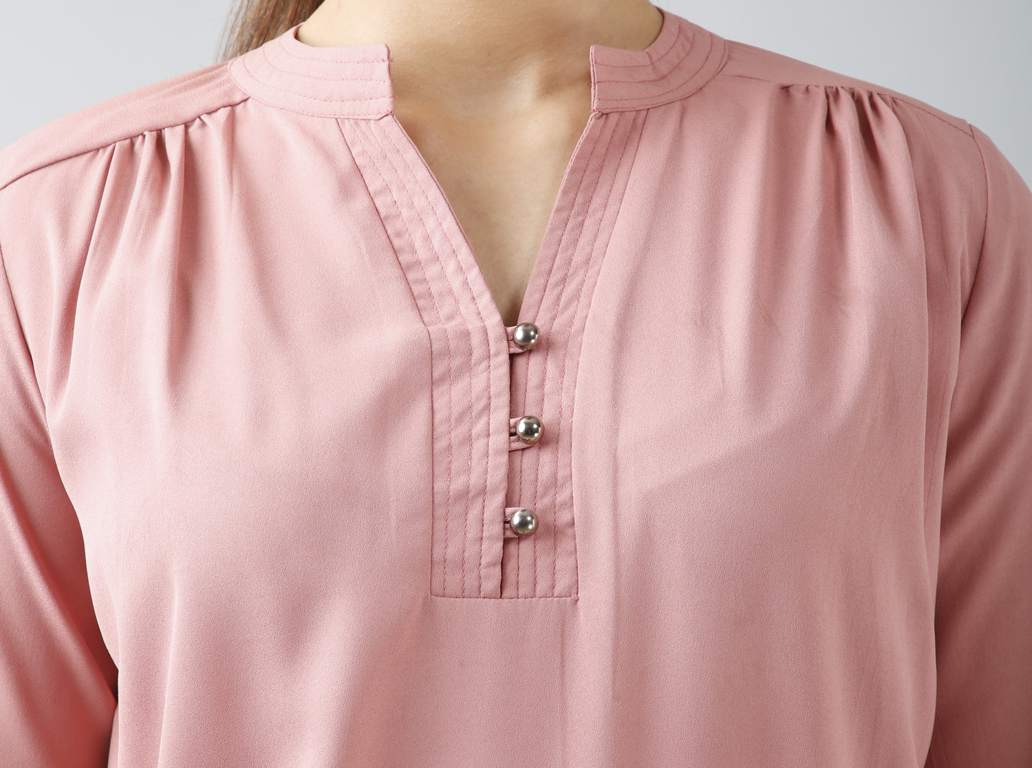 Image of Fab Star Casual Regular Sleeves Solid Women Pink Top