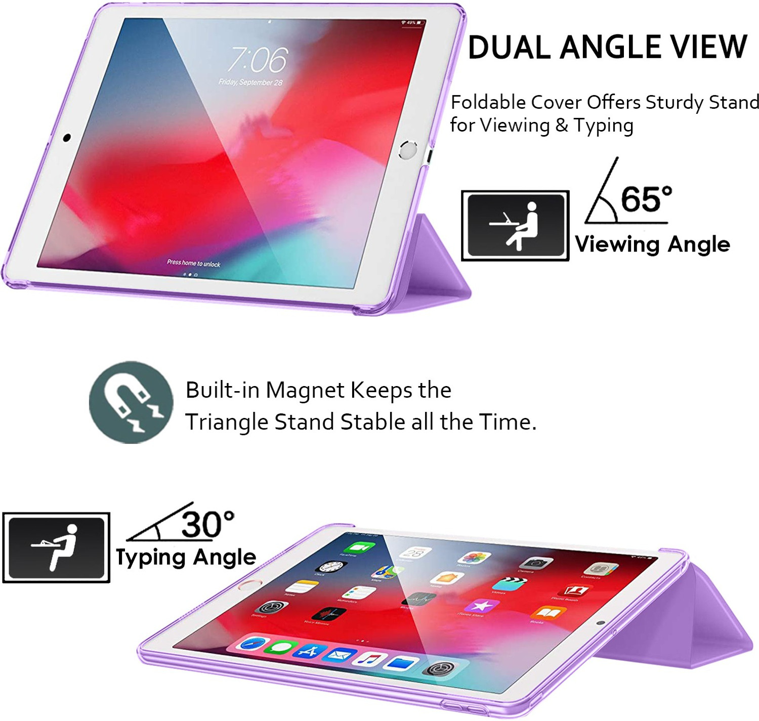 Image of DuraSafe Cases Flip Cover for iPad Pro 2016 9.7 Inch [ Pro 9.7 ][ A1673 A1674 A1675 ] Slim Hard Shell Protective Stand Cover