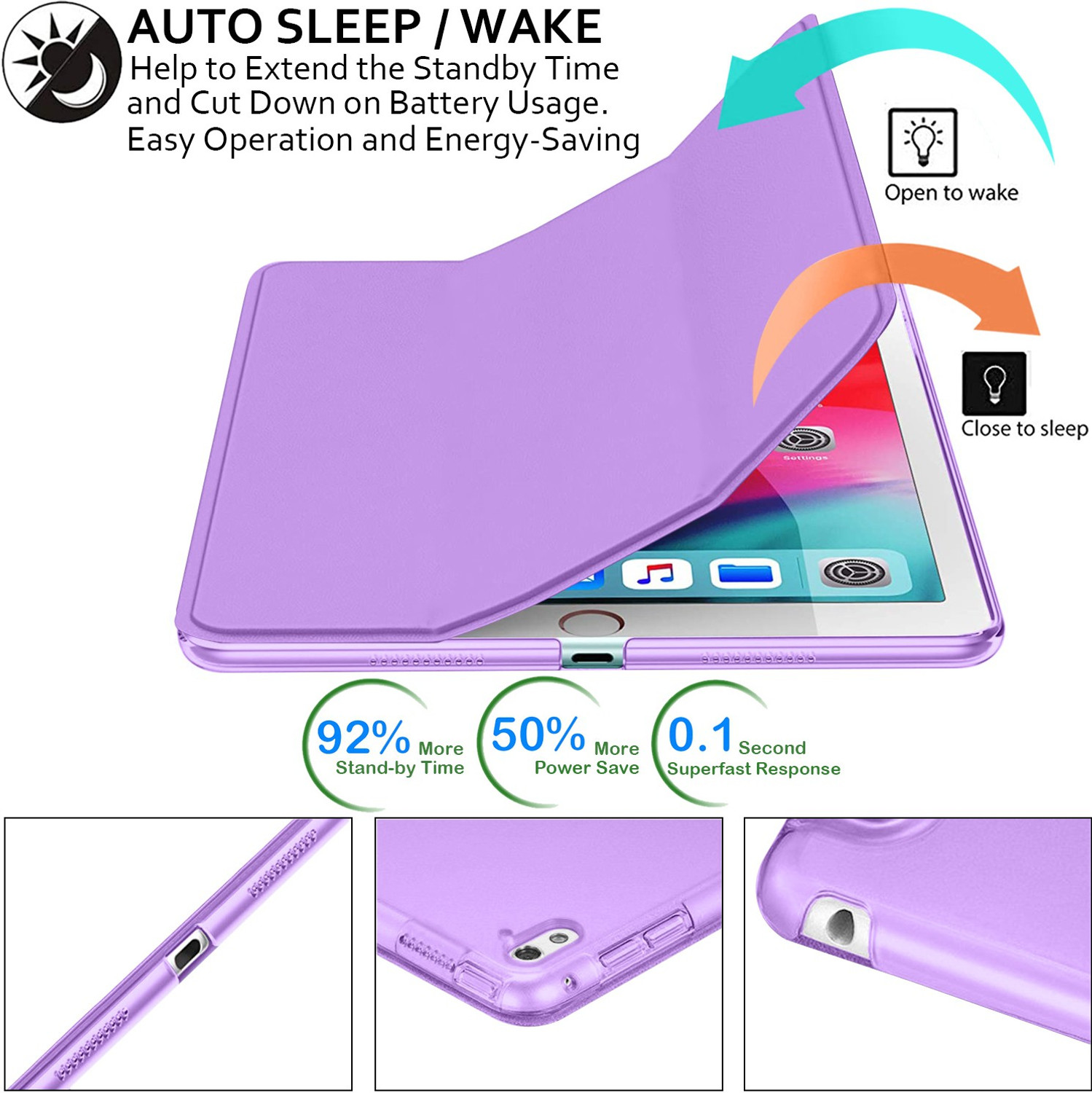 Image of DuraSafe Cases Flip Cover for iPad Pro 2016 9.7 Inch [ Pro 9.7 ][ A1673 A1674 A1675 ] Slim Hard Shell Protective Stand Cover