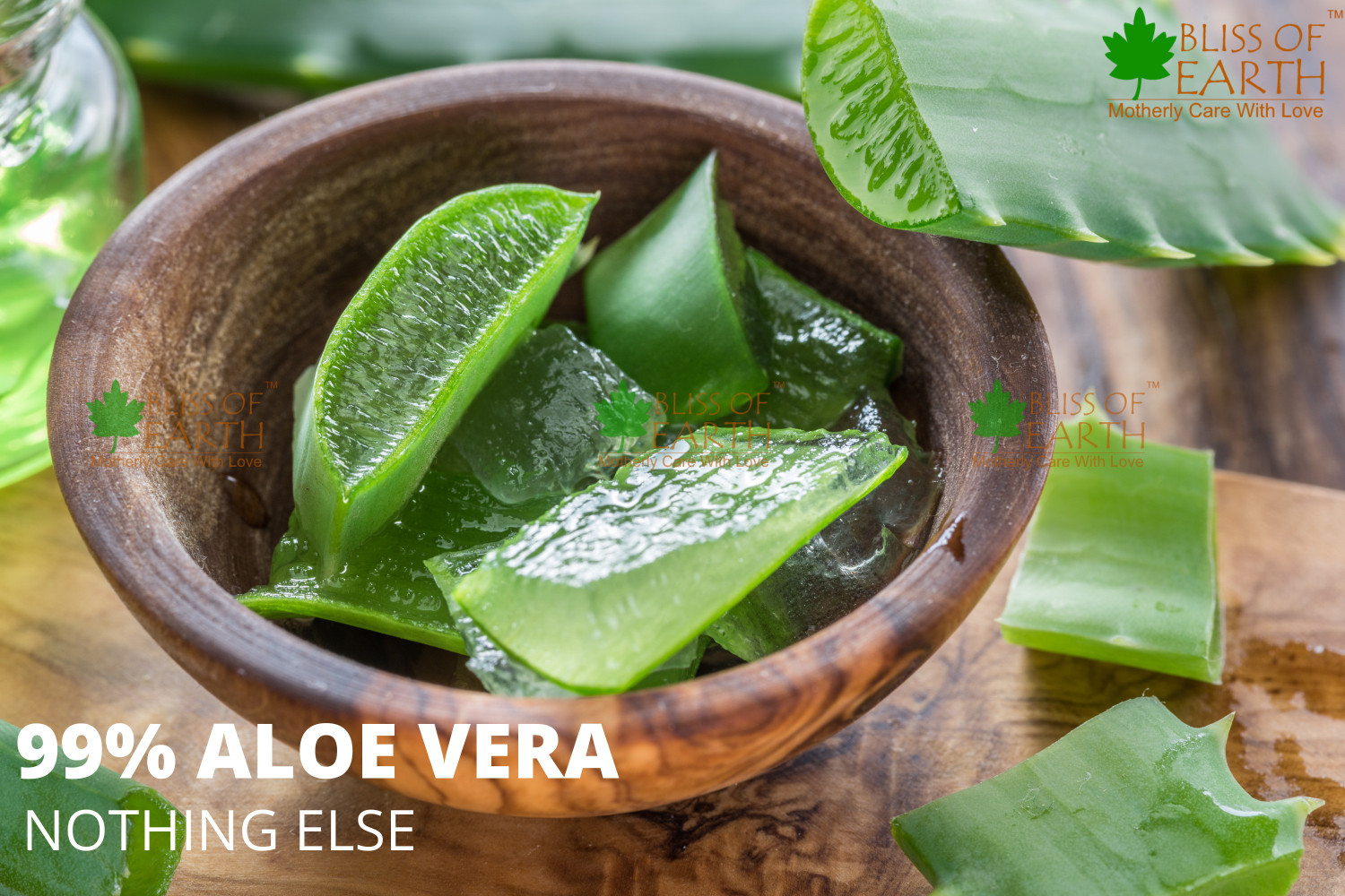 Image of Bliss of Earth 99% Pure Crystal Clear Aloe Vera Gel For Face, skin & Hair. Moisturization & Hydration