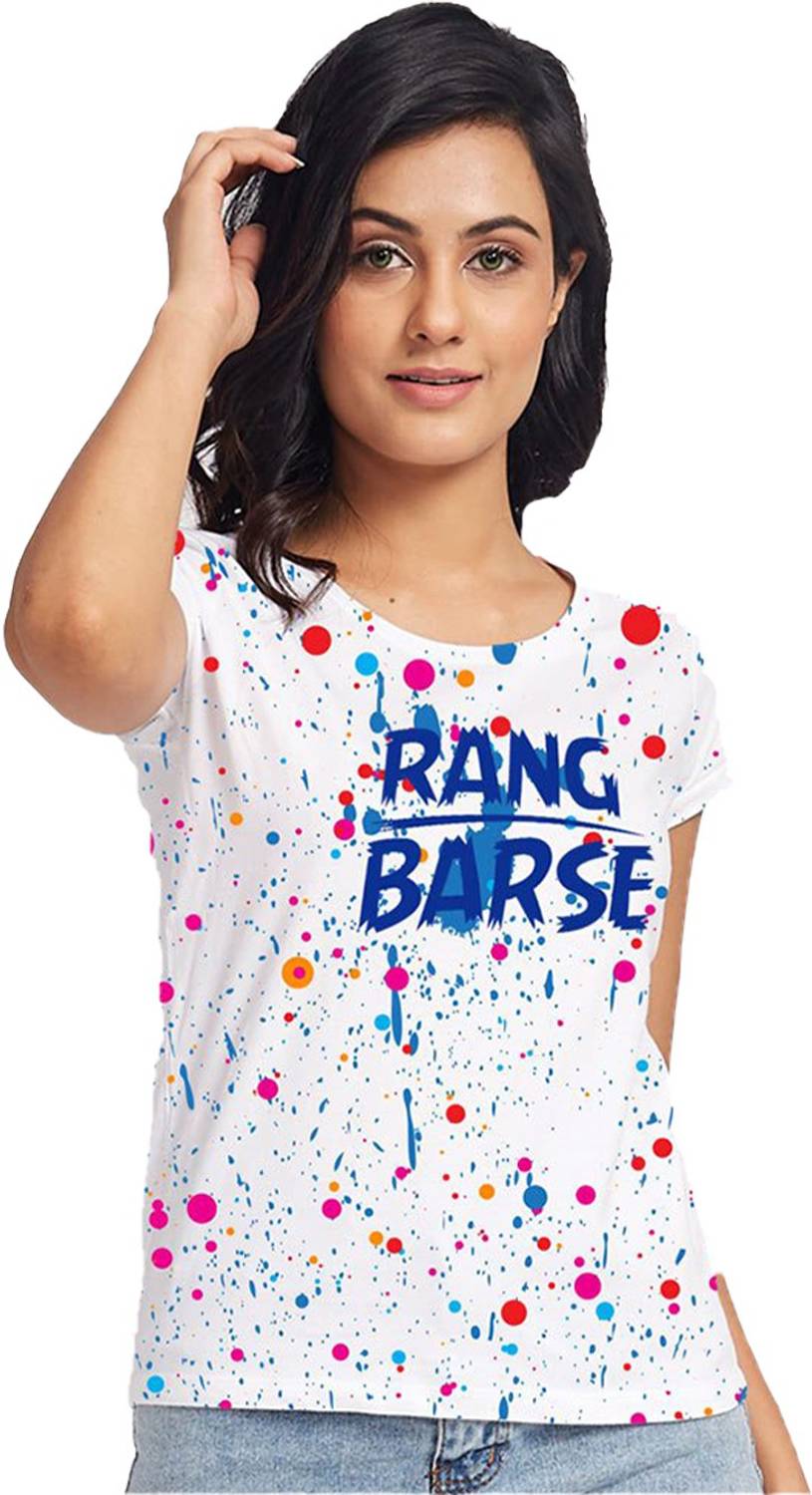 BonOrganik Printed Women Round Neck White T-Shirt