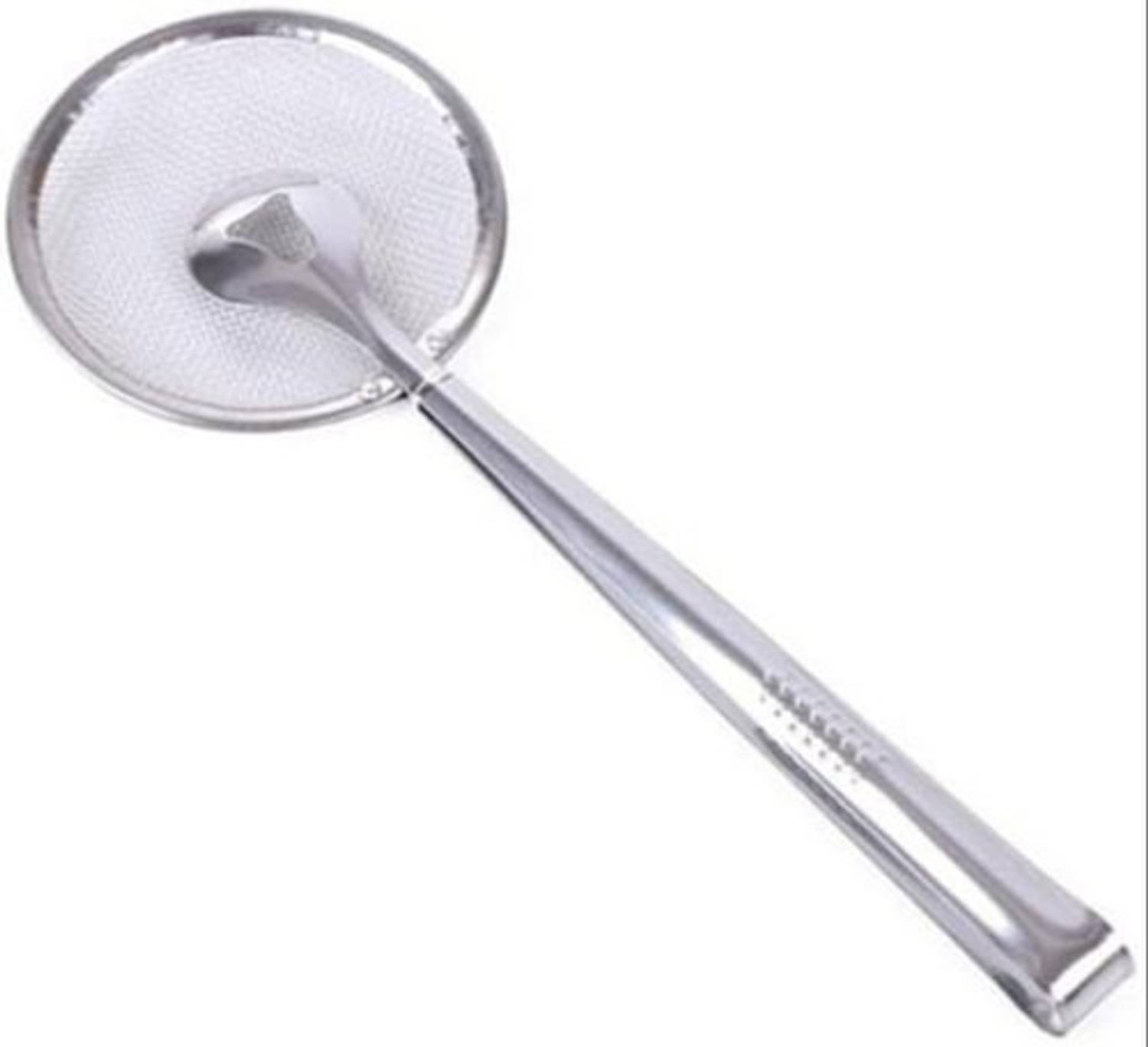 AANVOER Multi-Functional Frying Tong 2 in 1 Fry Tool Filter Spoon Frying Strainer with Clip, Oil Frying BBQ Filter Stainless Steel Filter Spoon and Clip 28 cm Biscuit Tongs