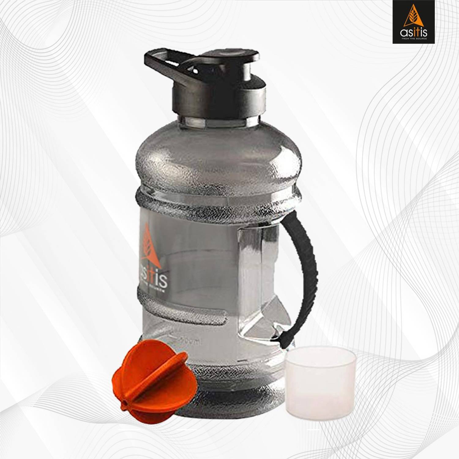 AS-IT-IS Nutrition Shaker Bottle / Water Bottle 1.5 Litre | with Mixer Ball & Scoop | BPA Free 1500 ml Plastic Shaker