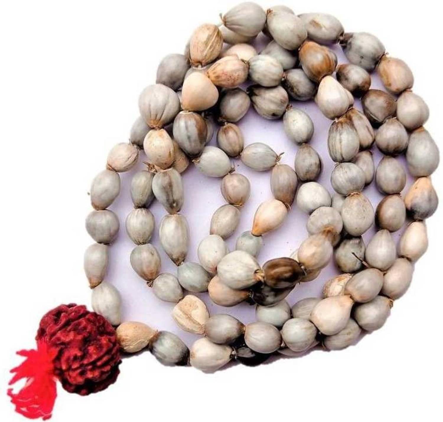 A1 Laxmi Ganesh Original Vijayanti Mala Jaap Mala , Vejanti Mala , 100% Original Lab Certified , Tulsi Mala , Rudraksh MALA Beads for Japa and Unisex Moonstone Platinum Plated Silk Dori Chain Set Moonstone Stone Choker Wood Necklace Men,Women Wood Necklace