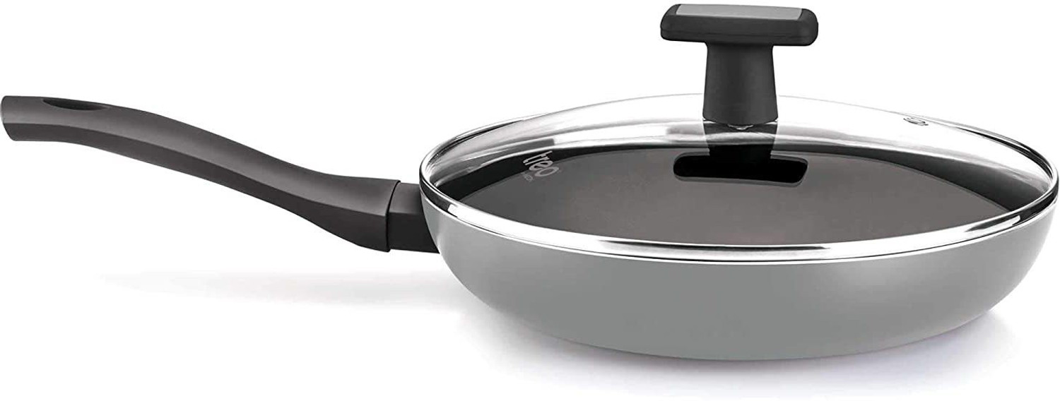 Image of MILTON Pro Cook Black Pearl Induction Fry Pan with Glass Lid, 28 cm Fry Pan 28 cm diameter with Lid 2.5 L capacity