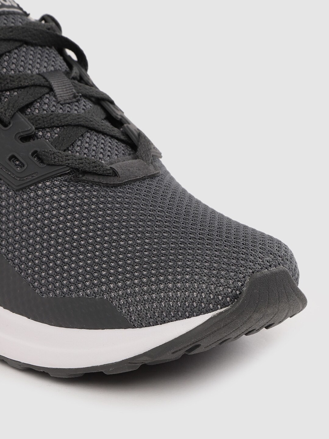 Image of ADIDAS Men Charcoal Grey Woven Design Duramo 9 Running Shoes Running Shoes For Men
