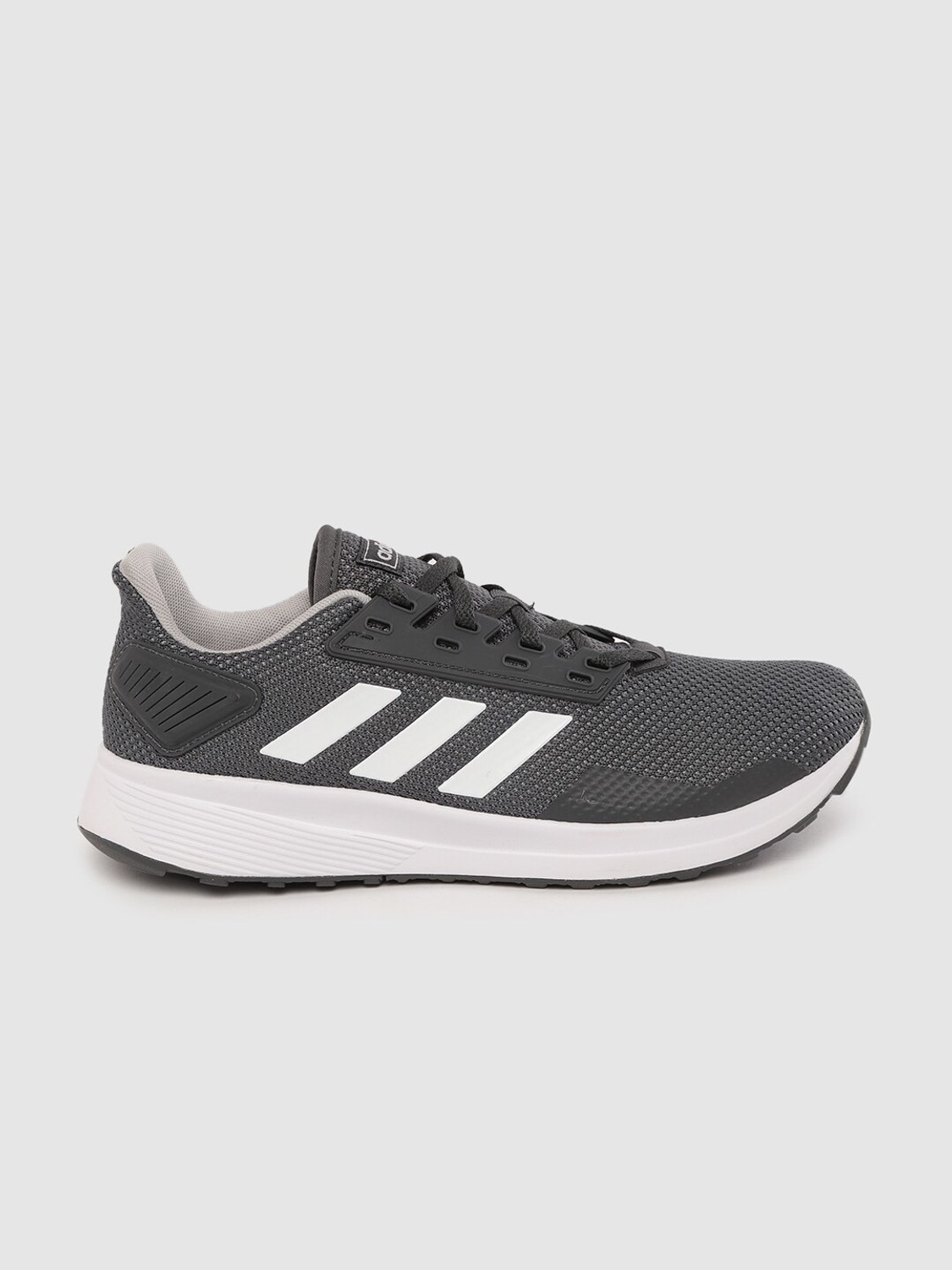 Image of ADIDAS Men Charcoal Grey Woven Design Duramo 9 Running Shoes Running Shoes For Men