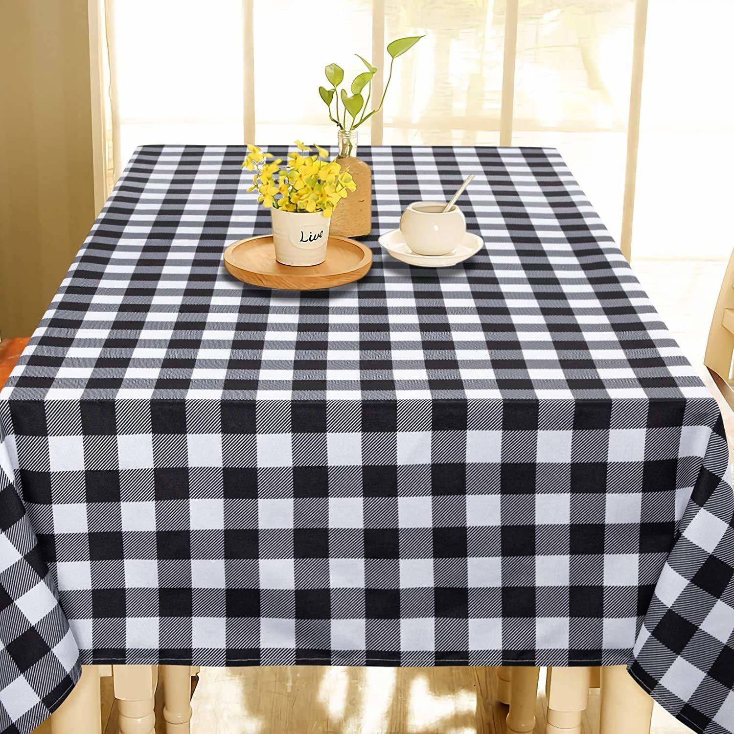 Atootfusion Cotton 6 Seater Striped Table Cover